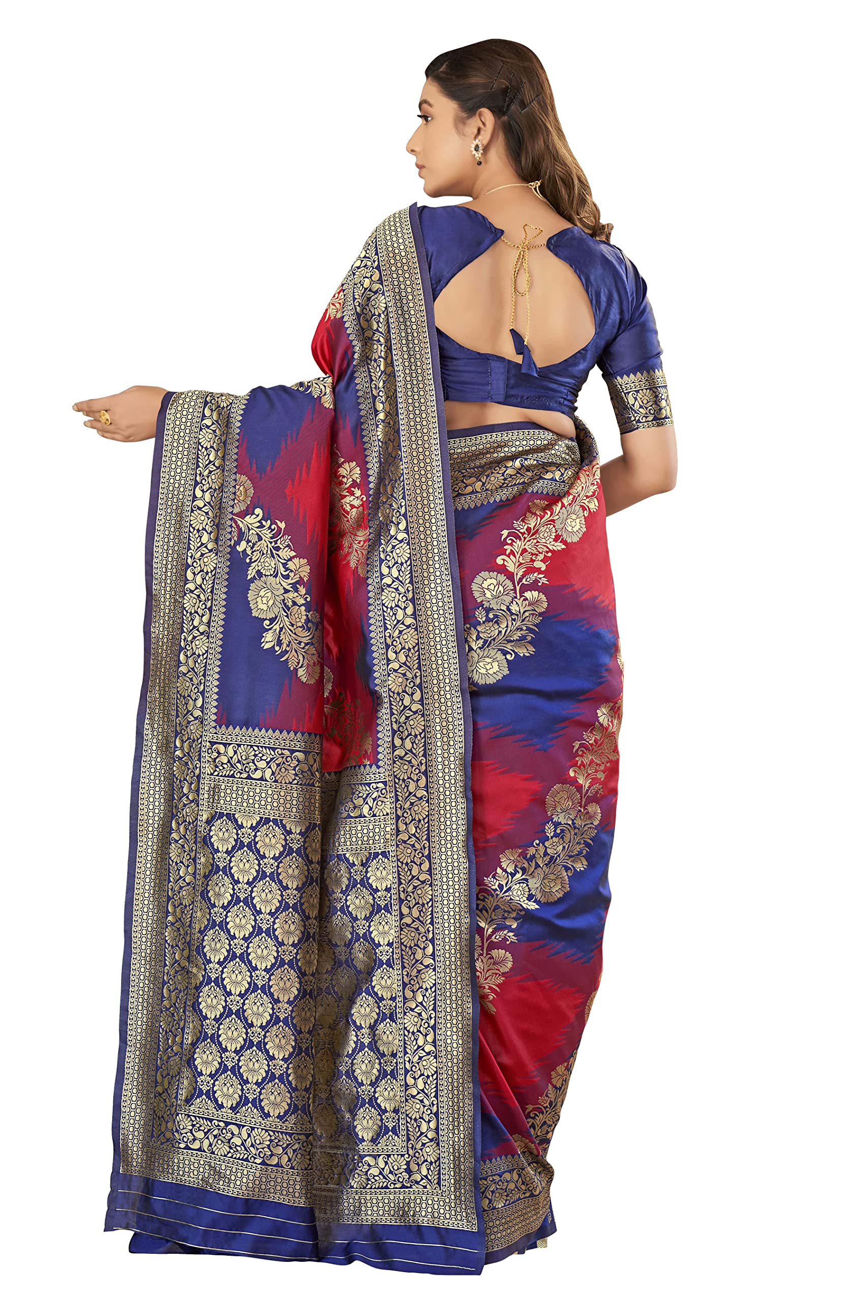 Manohari Red Banarasi Silk Saree - Image 4