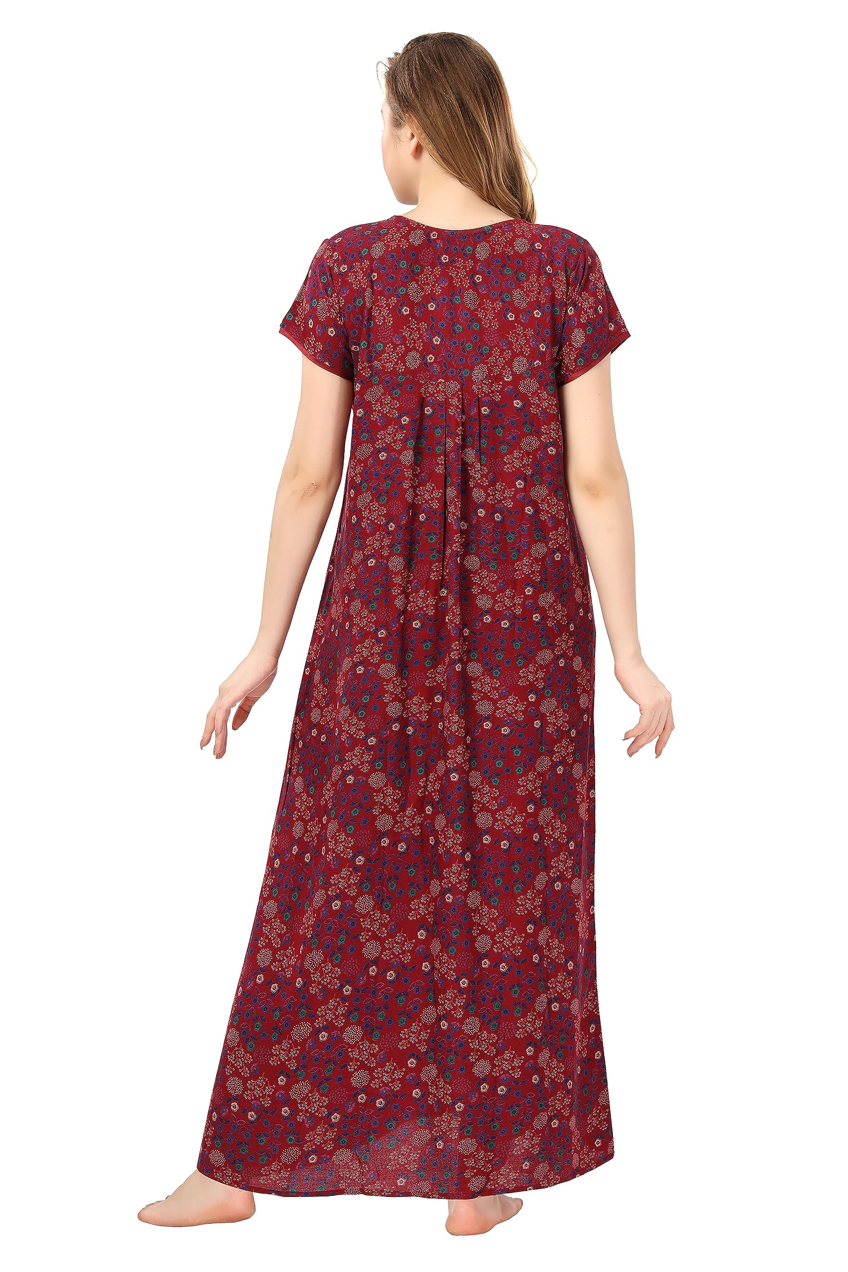 Soulemo Womens Maxi Nighty - Maroon - Image 4