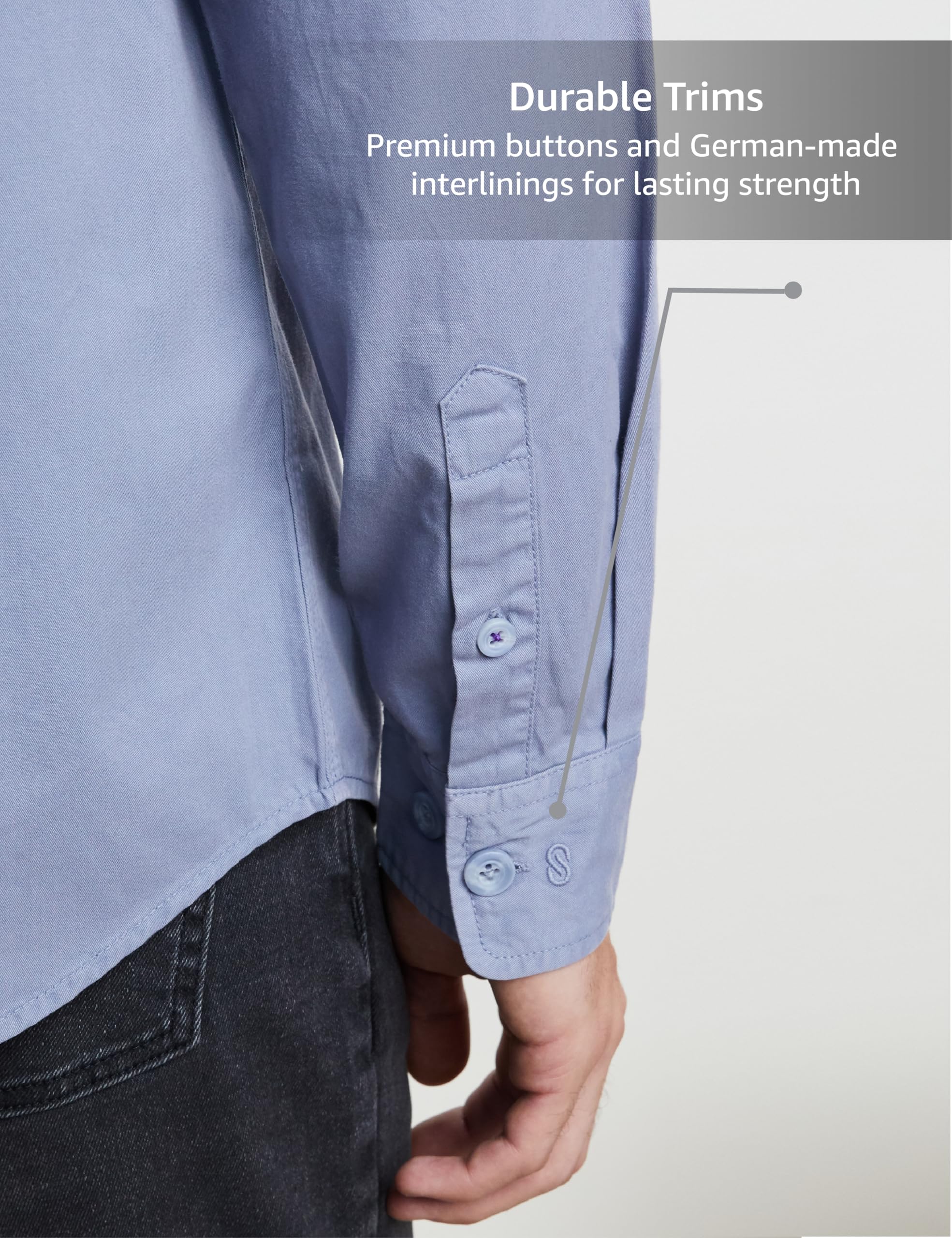 Symbol Men's Lt Blue Casual Twill Shirt - Image 5