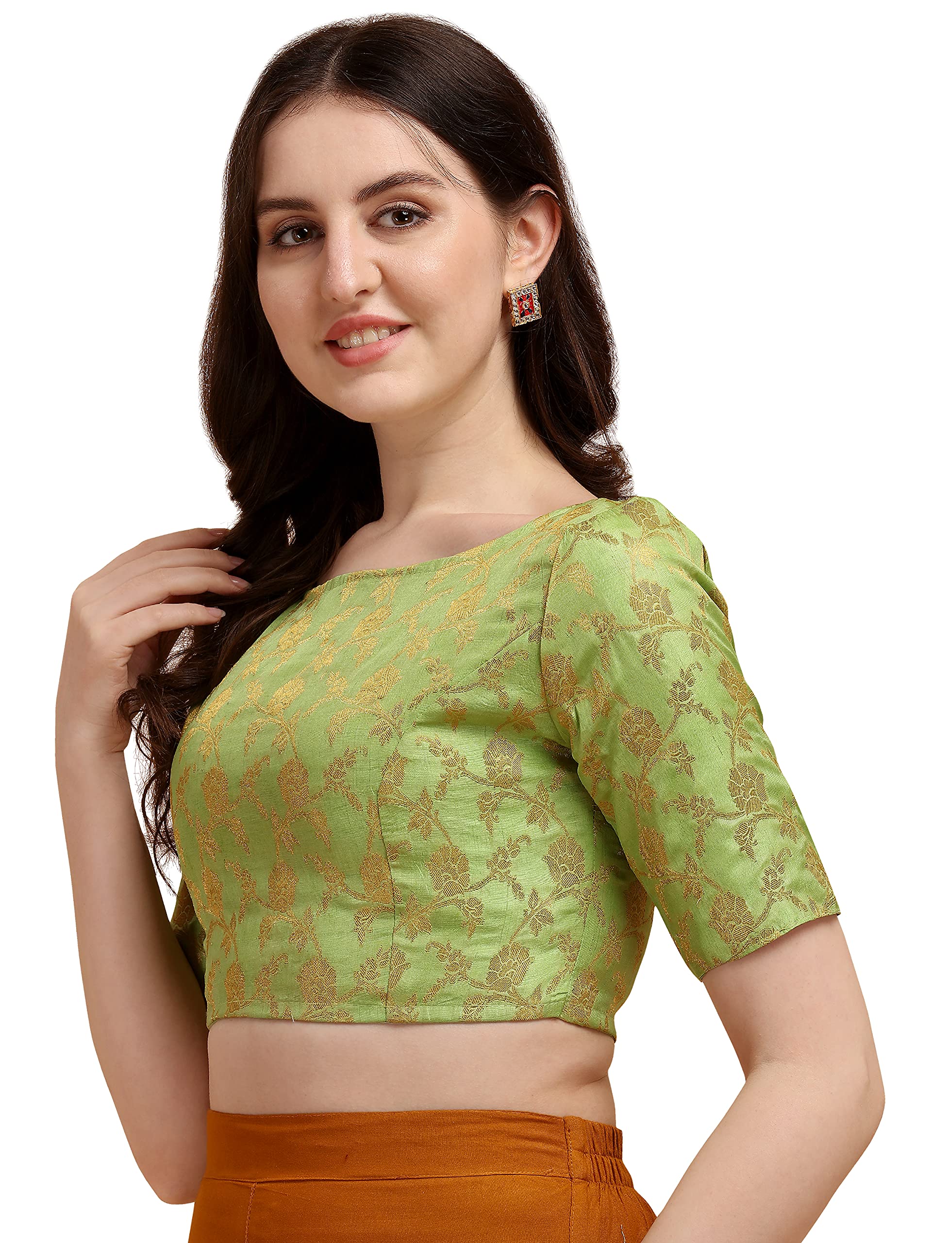 OOMPH Jacquard Green Blouse for Women - Image 2