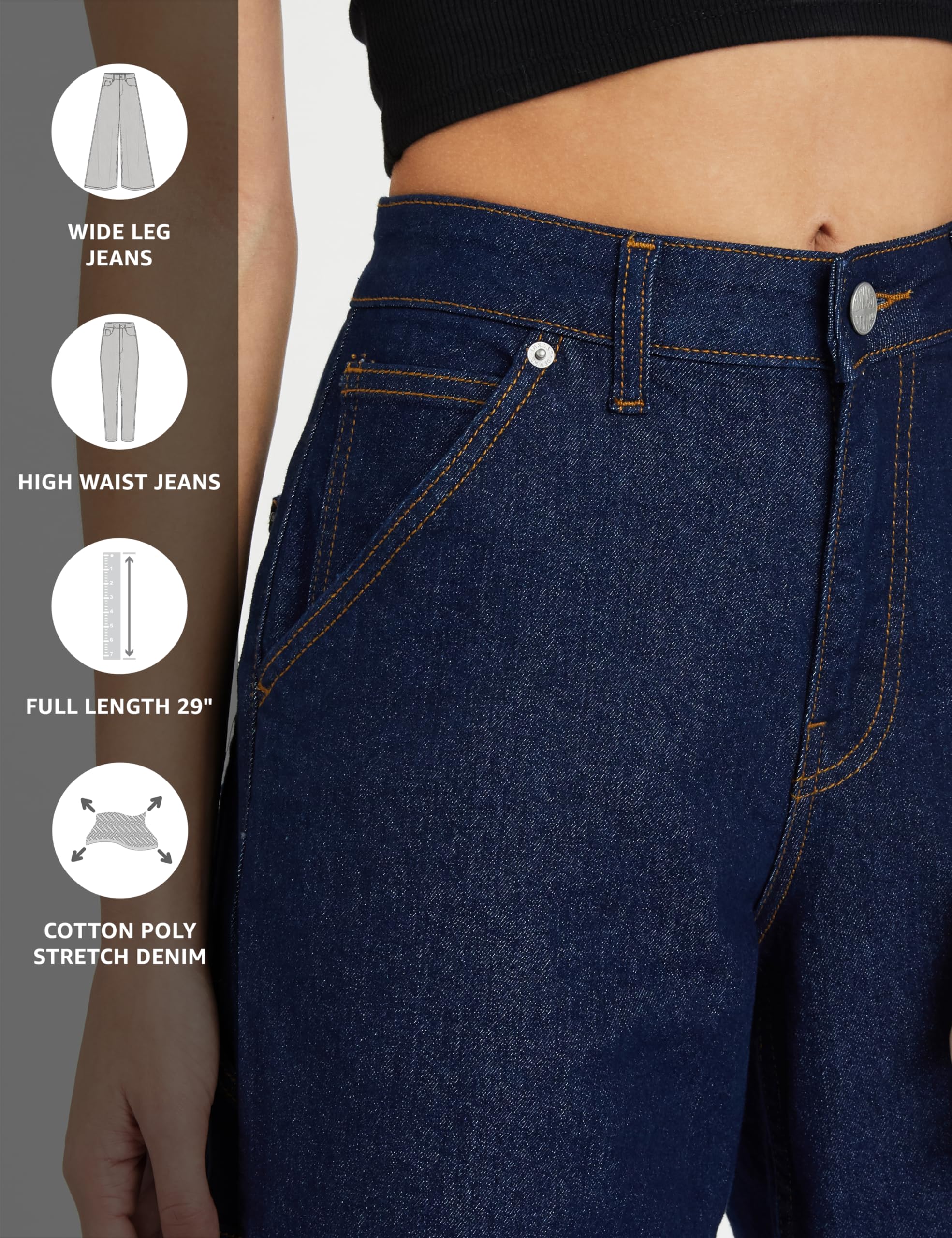 Inkast Women's High-Rise Wide Leg Jeans - Navy Blue - Image 3