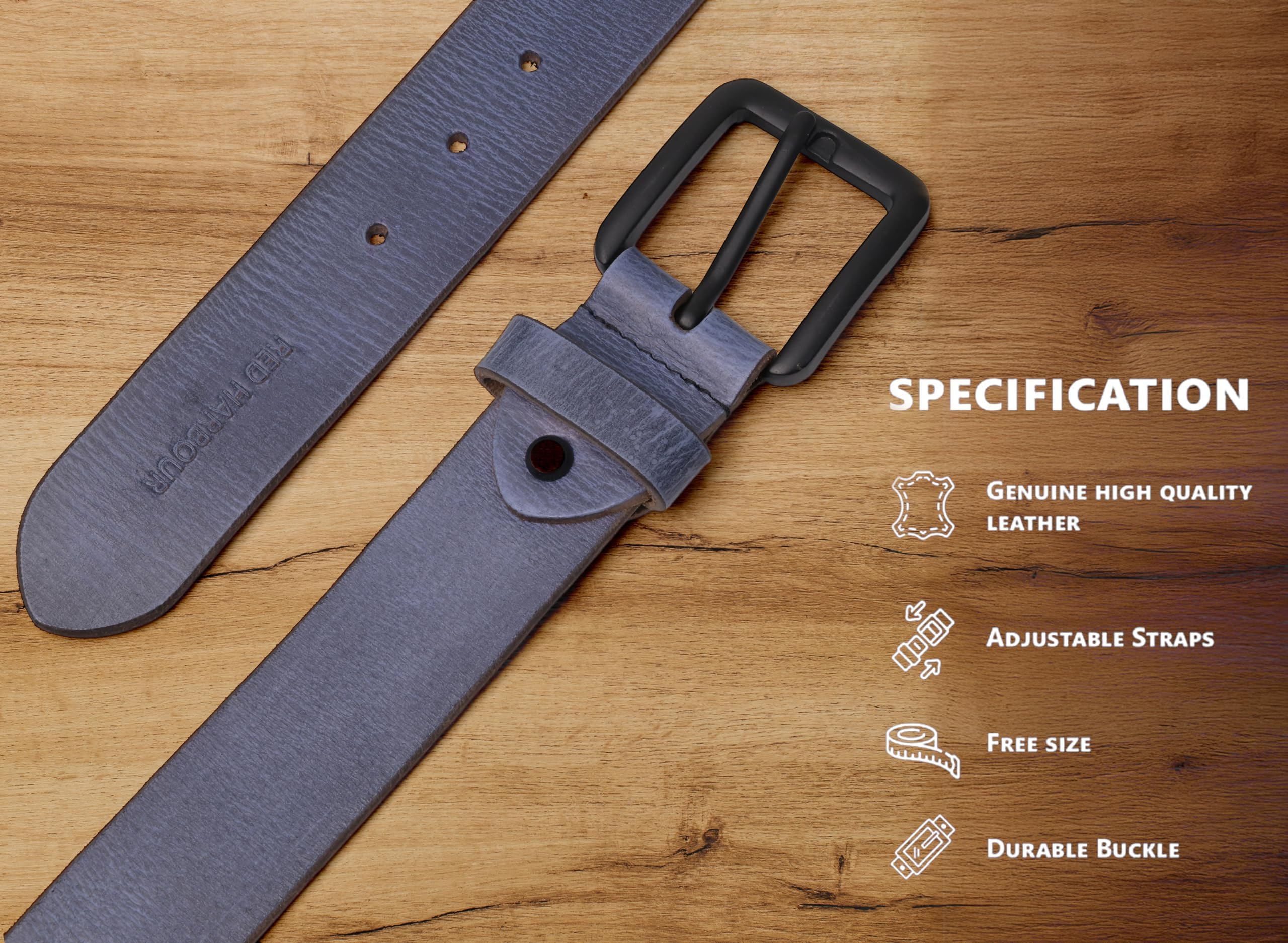 Red Harbour Genuine Leather Belt for Men - Red - Image 4