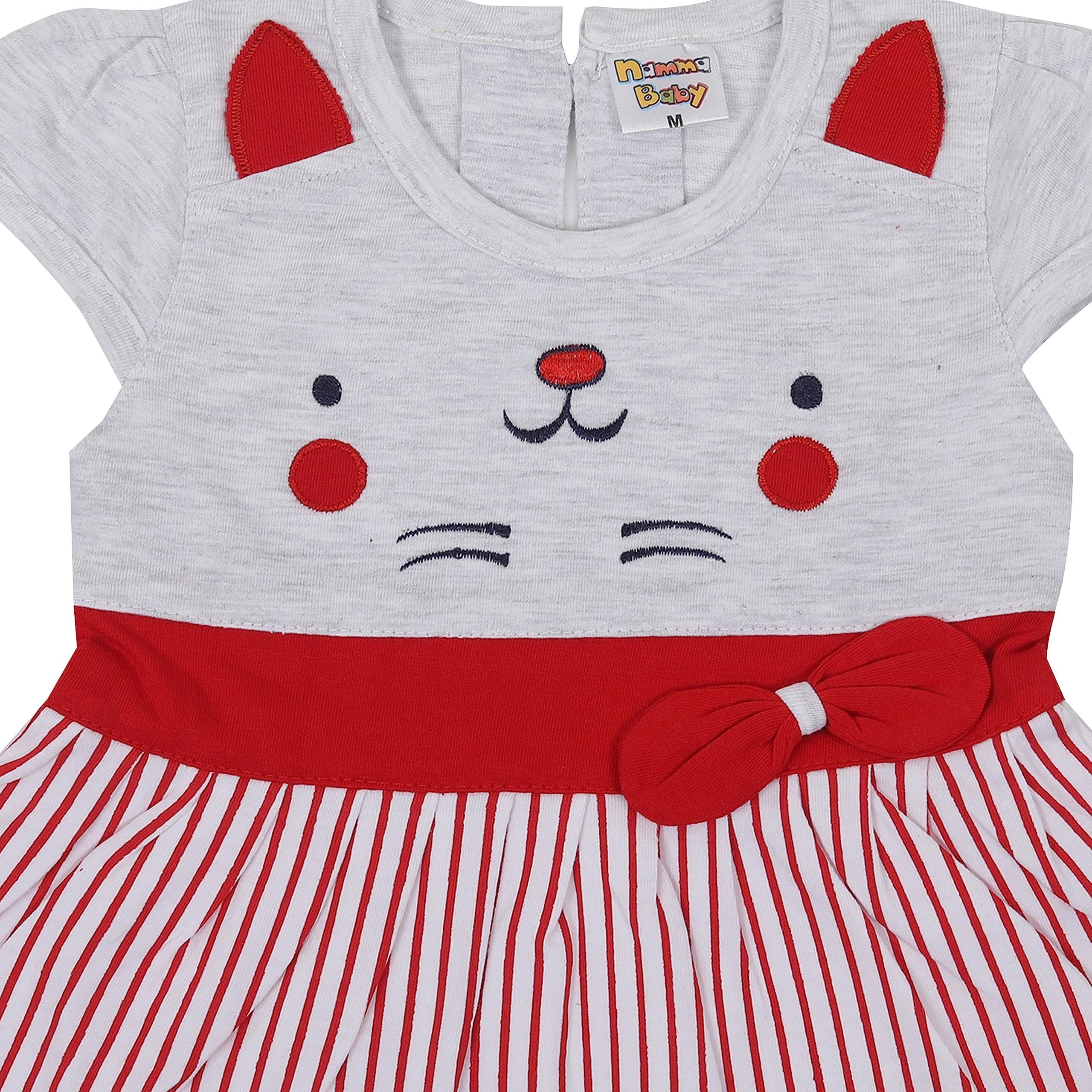 NammaBaby Baby Girl Midi Cotton Frock - Red - Image 3
