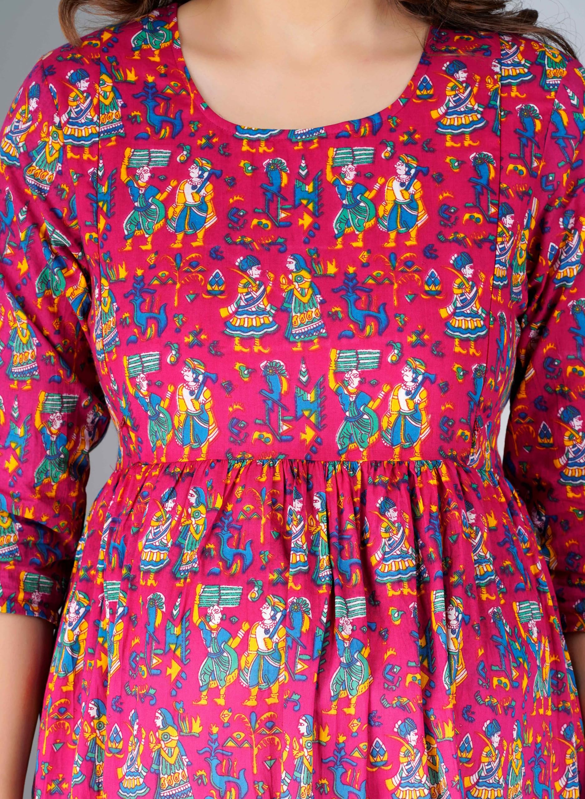 Jikonet Maternity Kurti with Nursing Access - Pink - Image 3