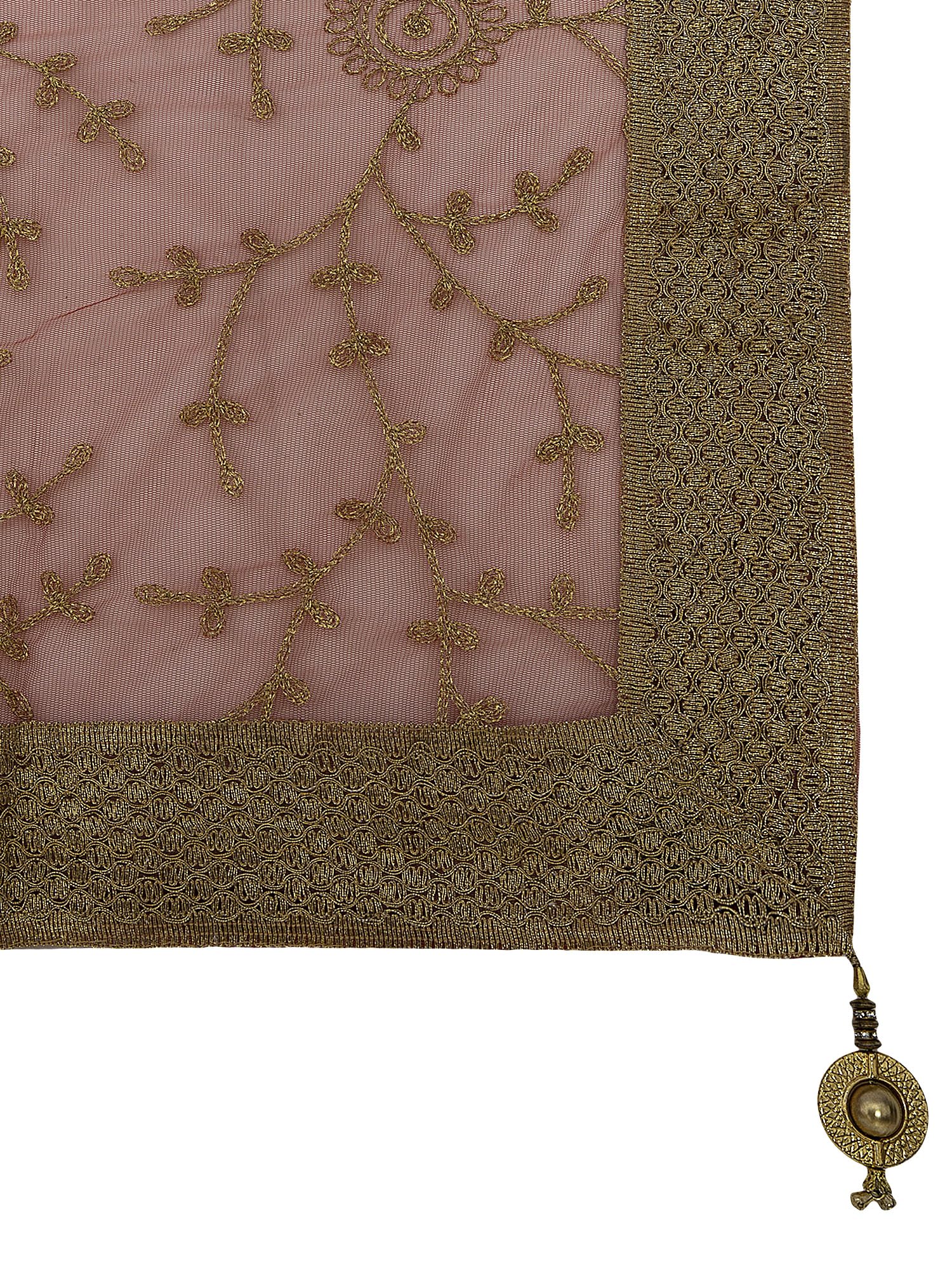 ZEN APPAREL Women's Embroidered Dupatta - Golden Net - Image 4