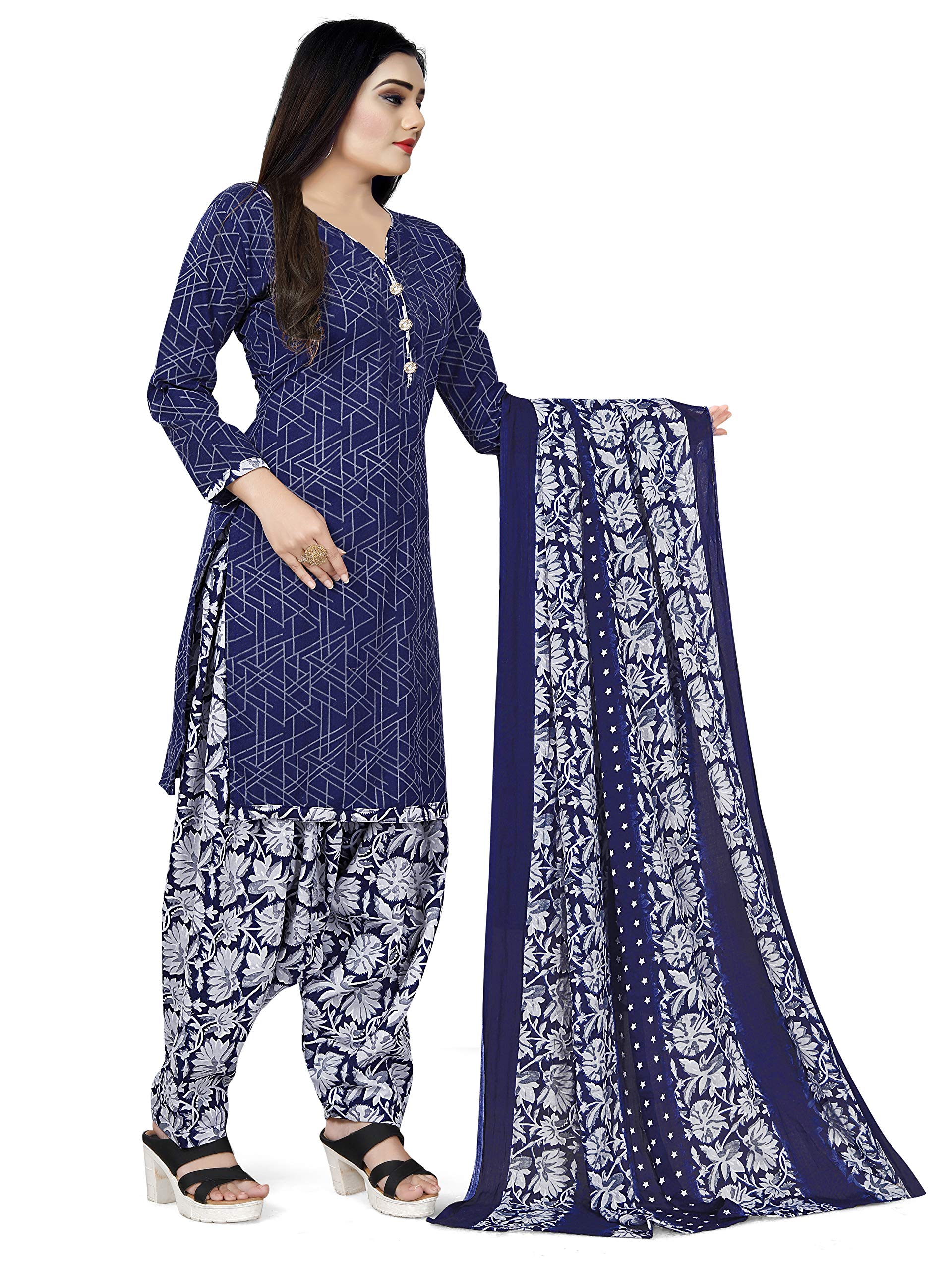Rajnandini Blue Cotton Patiala Salwar Suit - Image 5