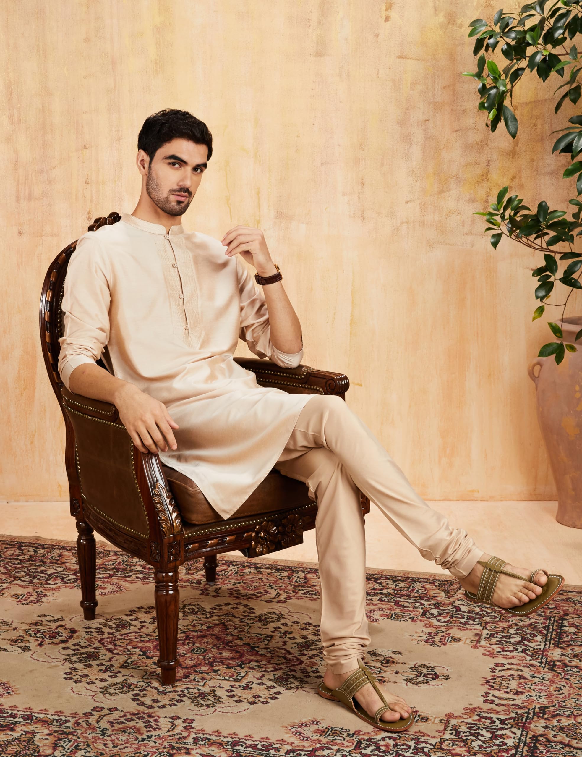 Symbol Men Kurtas - Beige - Image 3