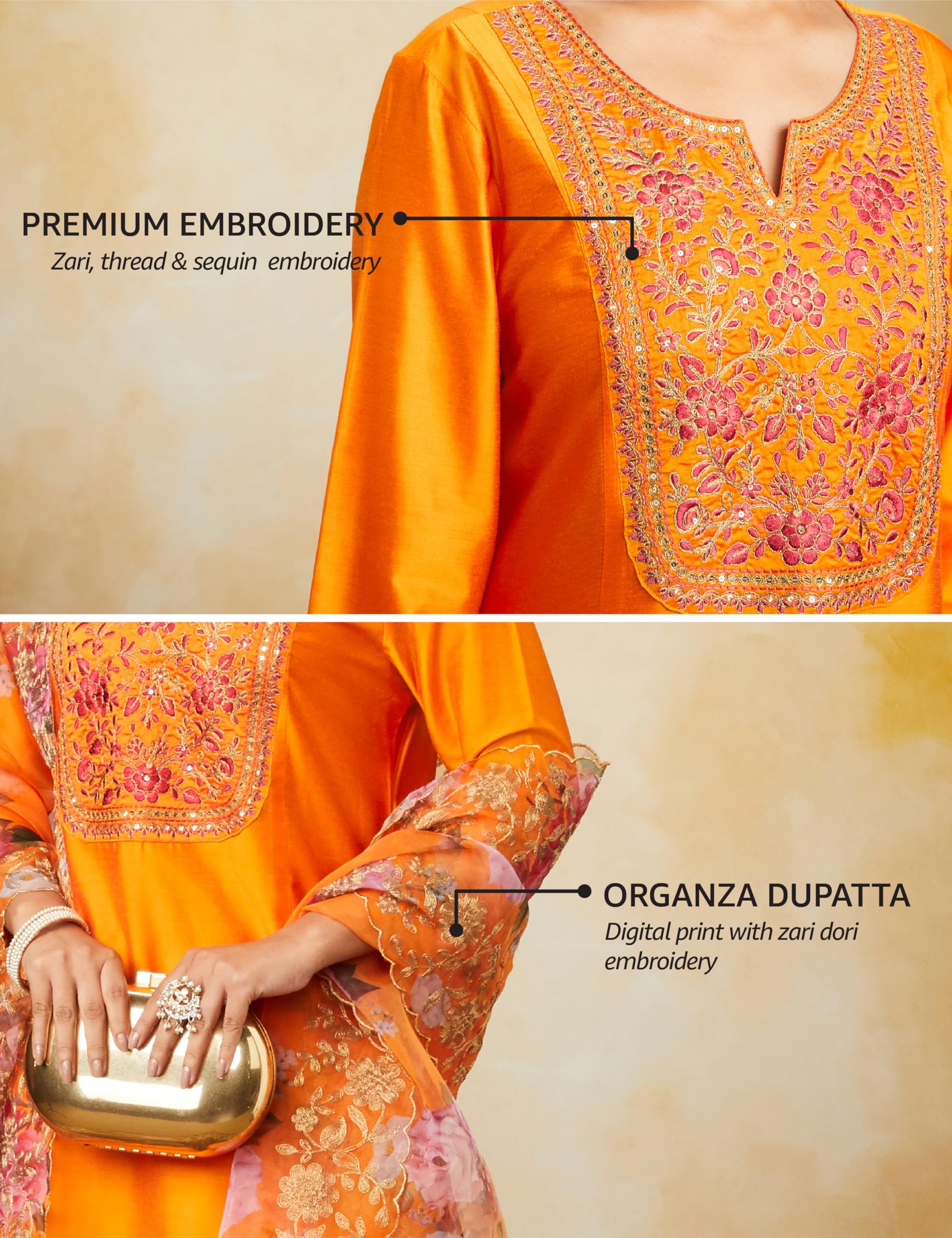 Myx Women's Kurta Pant Set with Embroidered Dupatta - Image 3