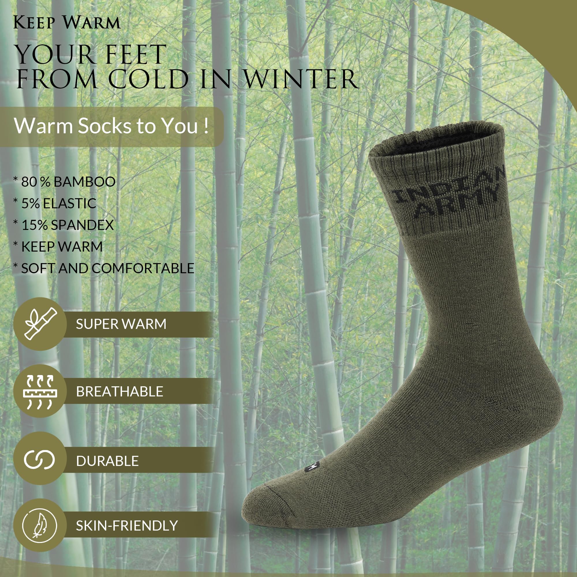 Fitness Mantra Full Length Socks - Army - Image 5