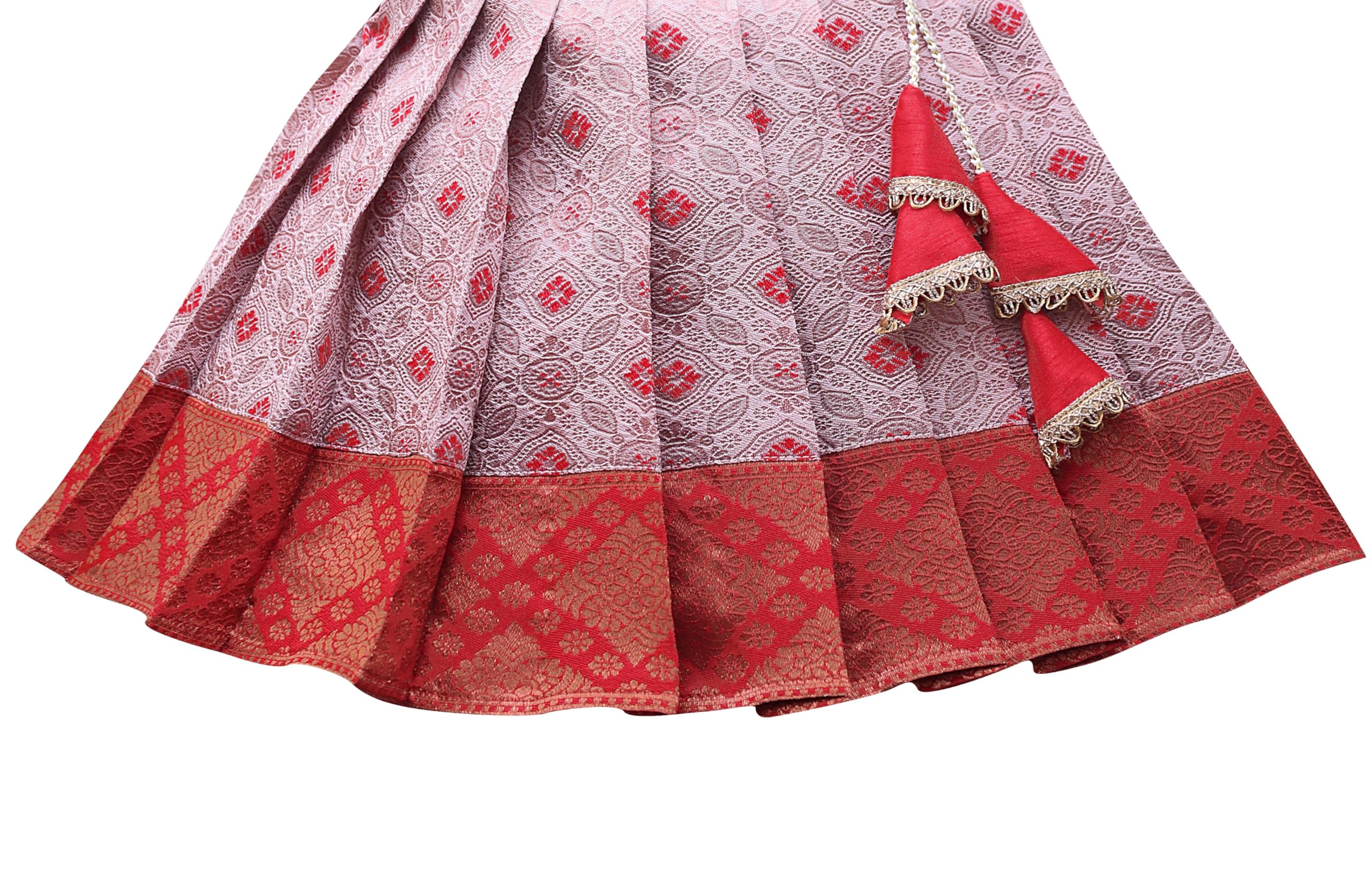 PW PLATYPUS WORLD Pattu Pavadai Silk Frock - Red - Image 4