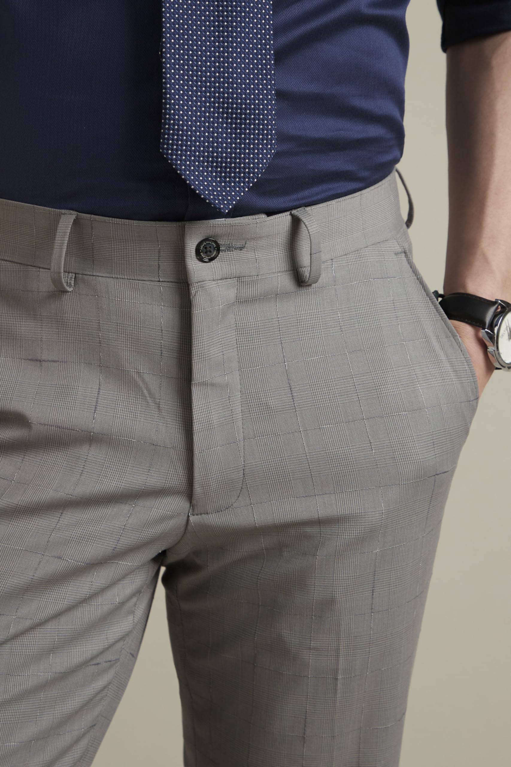 Louis Philippe Men Work Utility Pants - Grey - Image 5