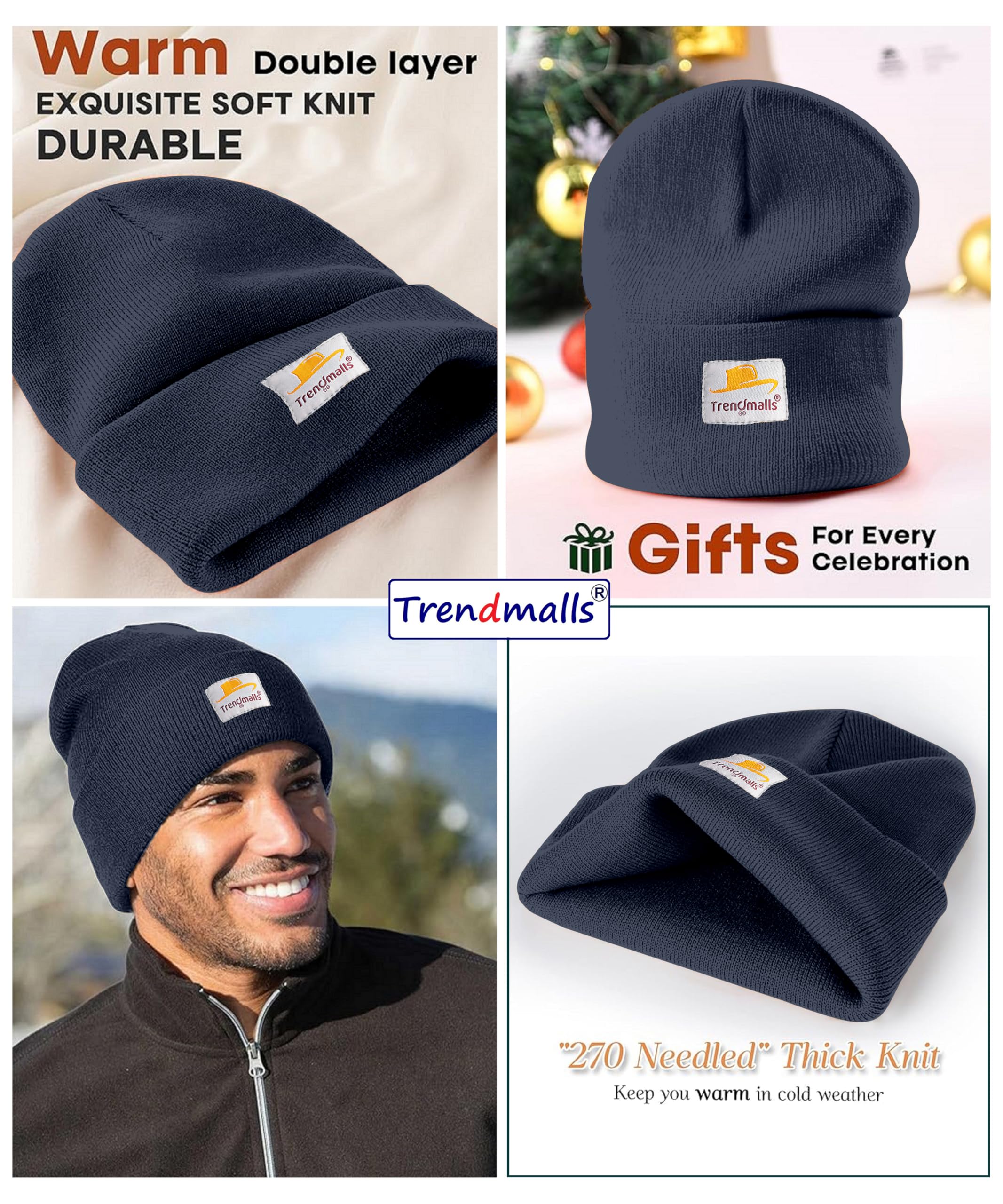 TRENDMALLS Unisex Acrylic Knit Beanie - Navy Blue - Image 5