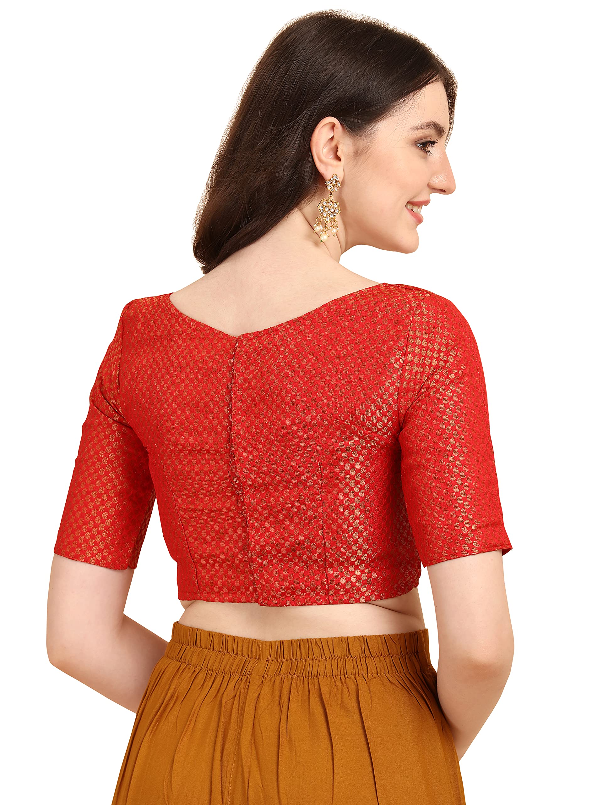 Art Silk Paisley Blouse for Women - Scarlet Red - Image 3