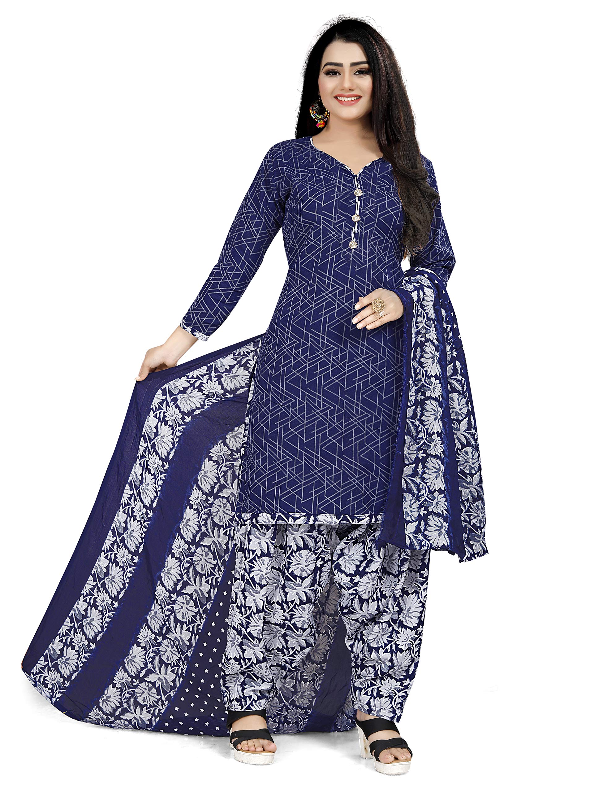 Rajnandini Blue Cotton Patiala Salwar Suit