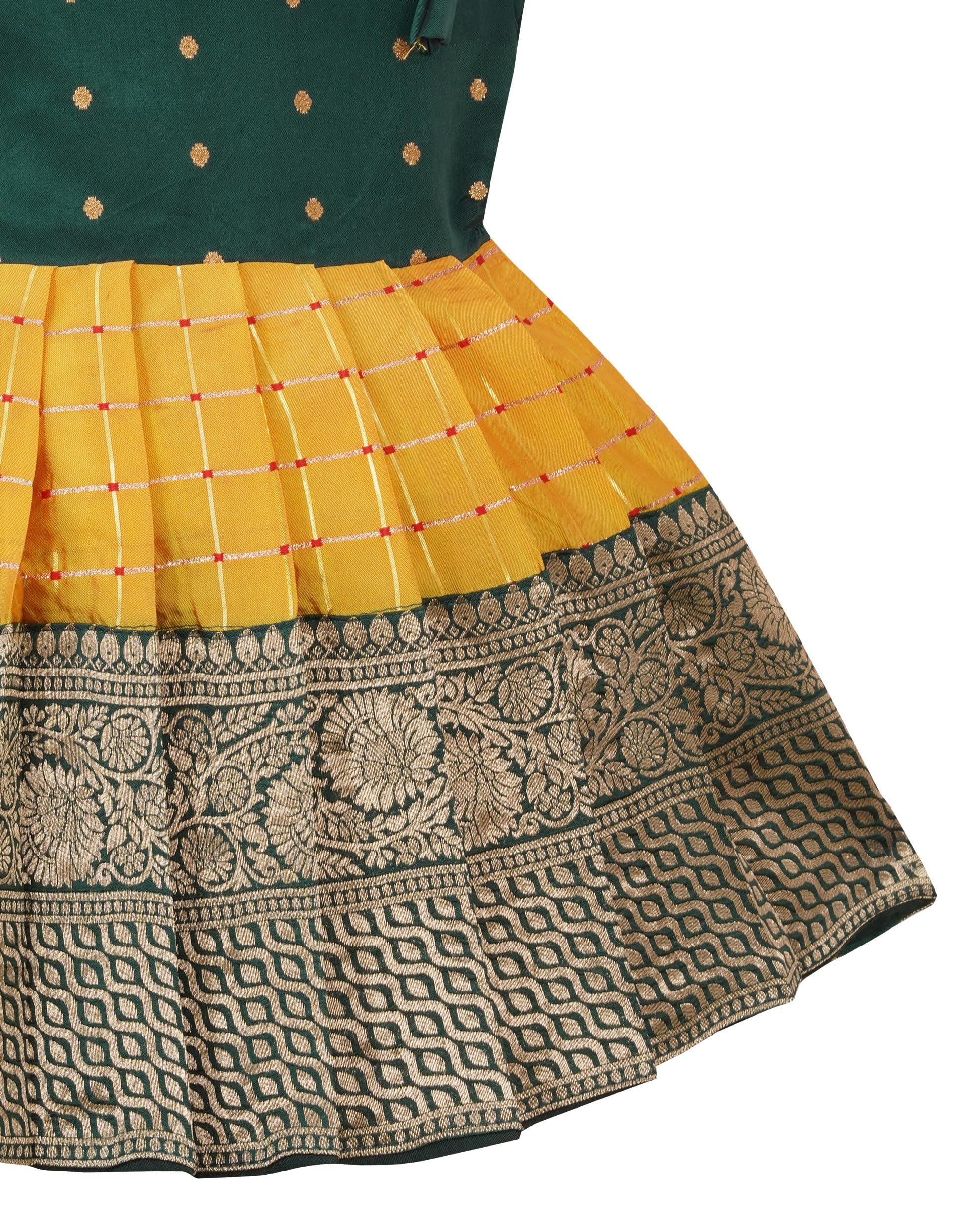 PW PLATYPUS WORLD Baby Girl Pattu Pavadai Silk Frock - Multicolor - Image 3