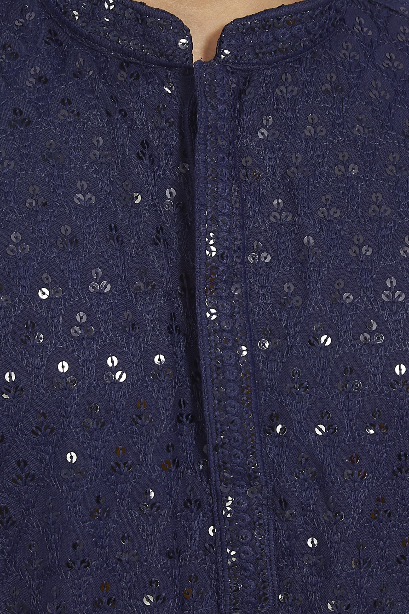 DIVISIVE Men's Sequince Embroidered Kurta - Navy - Image 5