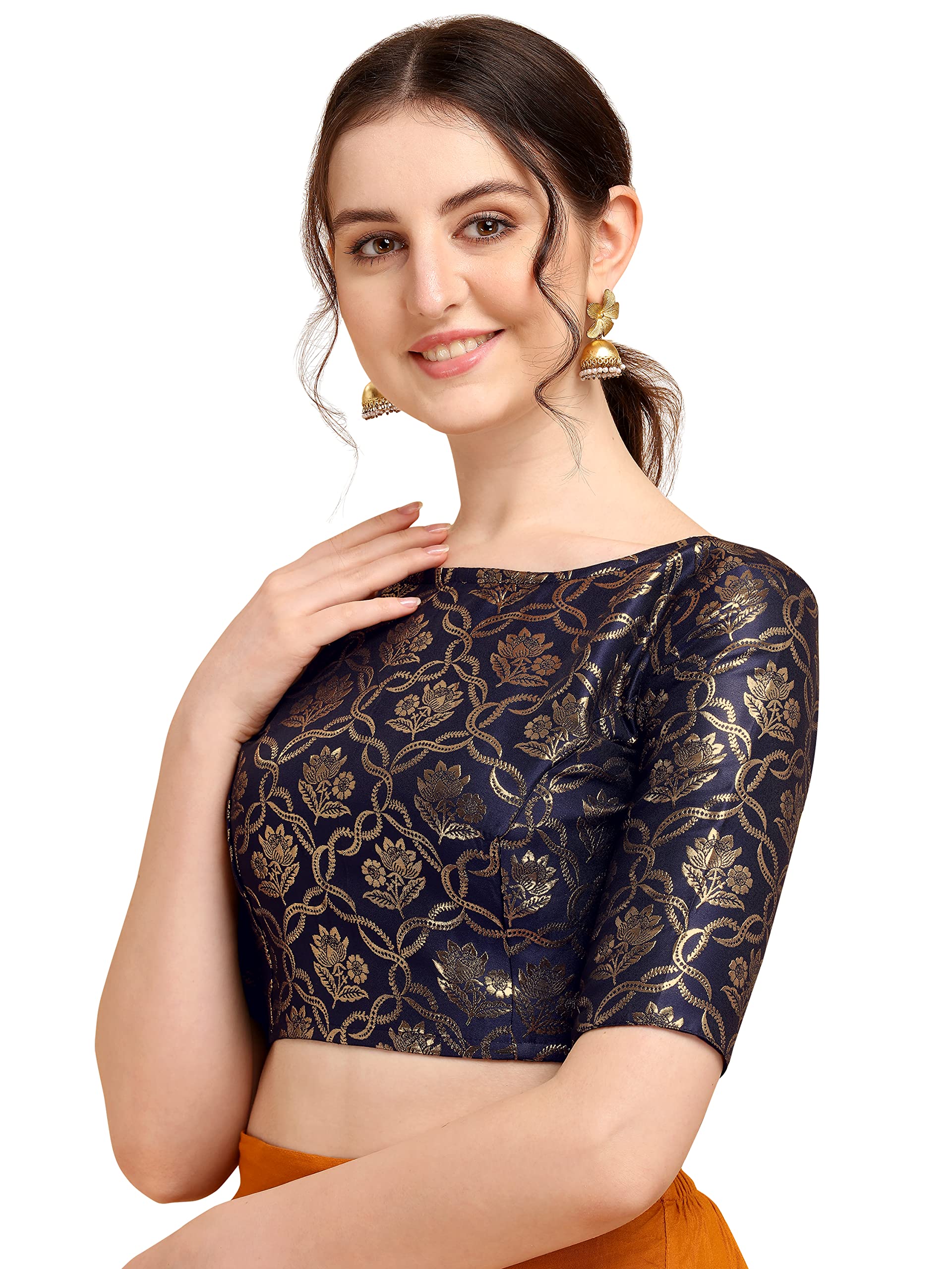 OOMPH Blue Jacquard Blouse for Women - Image 2