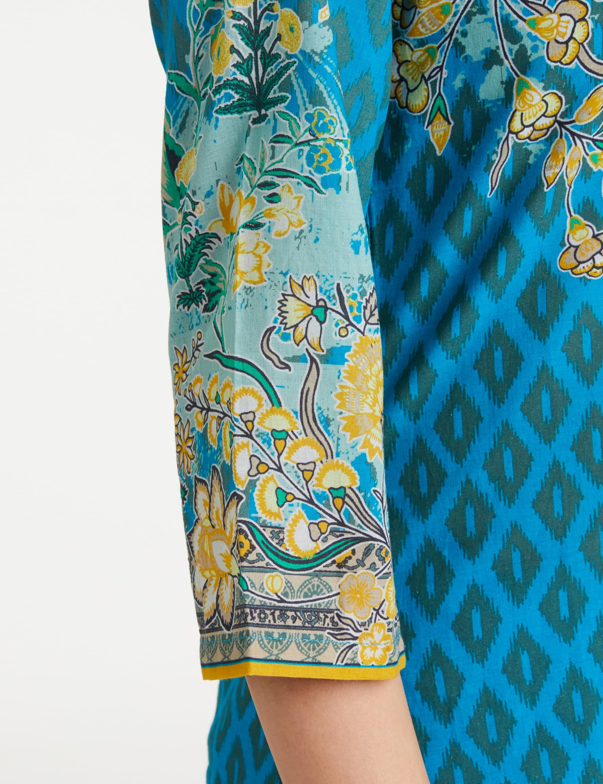 BIBA Women Cotton Printed Salwar Kurta Dupatta - Turquoise - Image 5