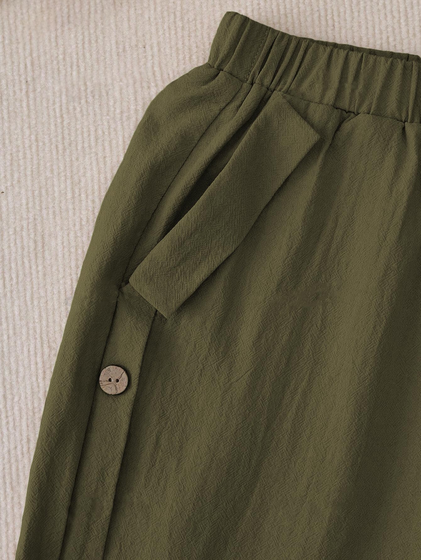 TOPLOT Women Casual Tapered Pants - Olive - Image 5