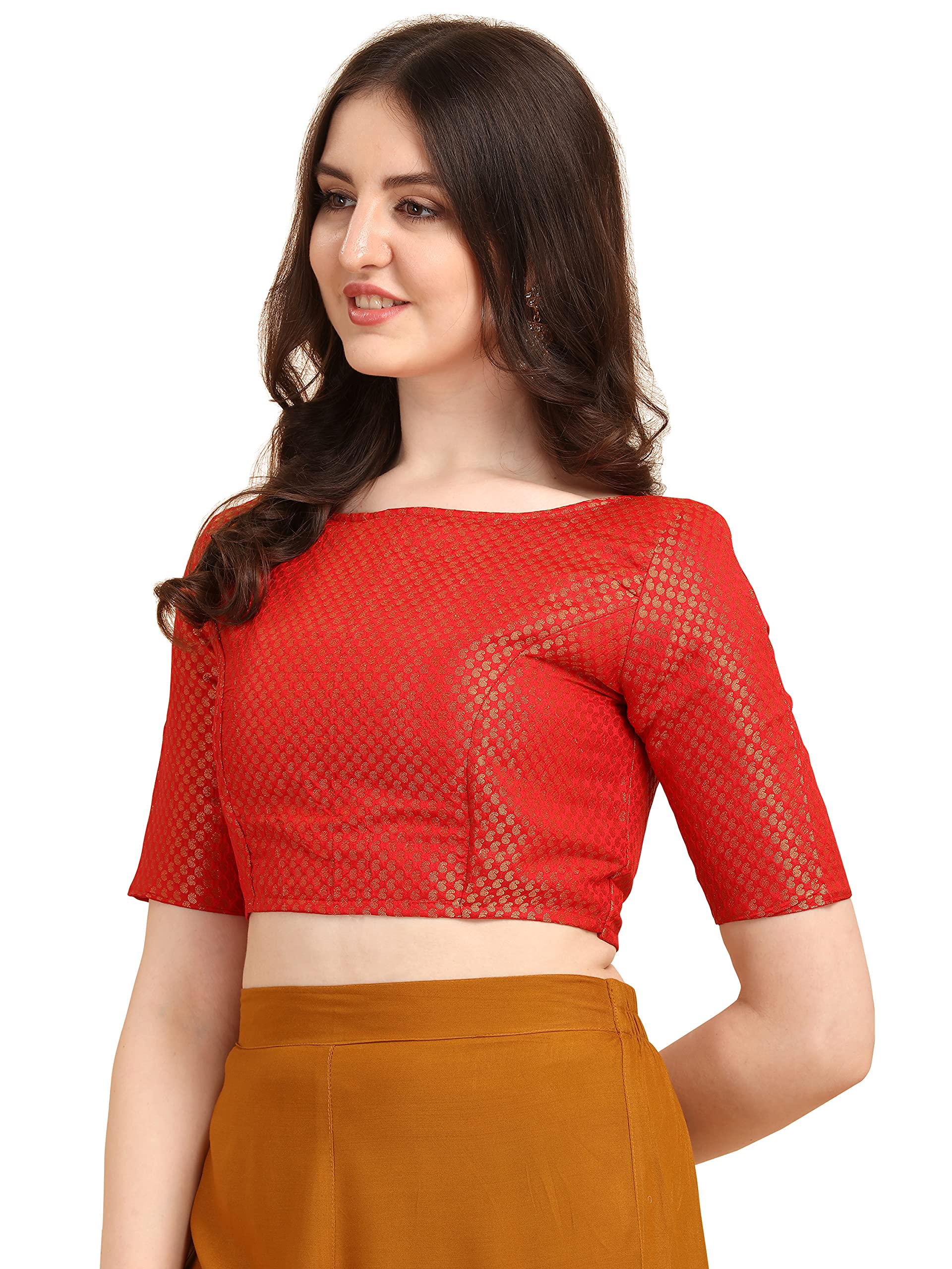 Art Silk Paisley Blouse for Women - Scarlet Red - Image 2