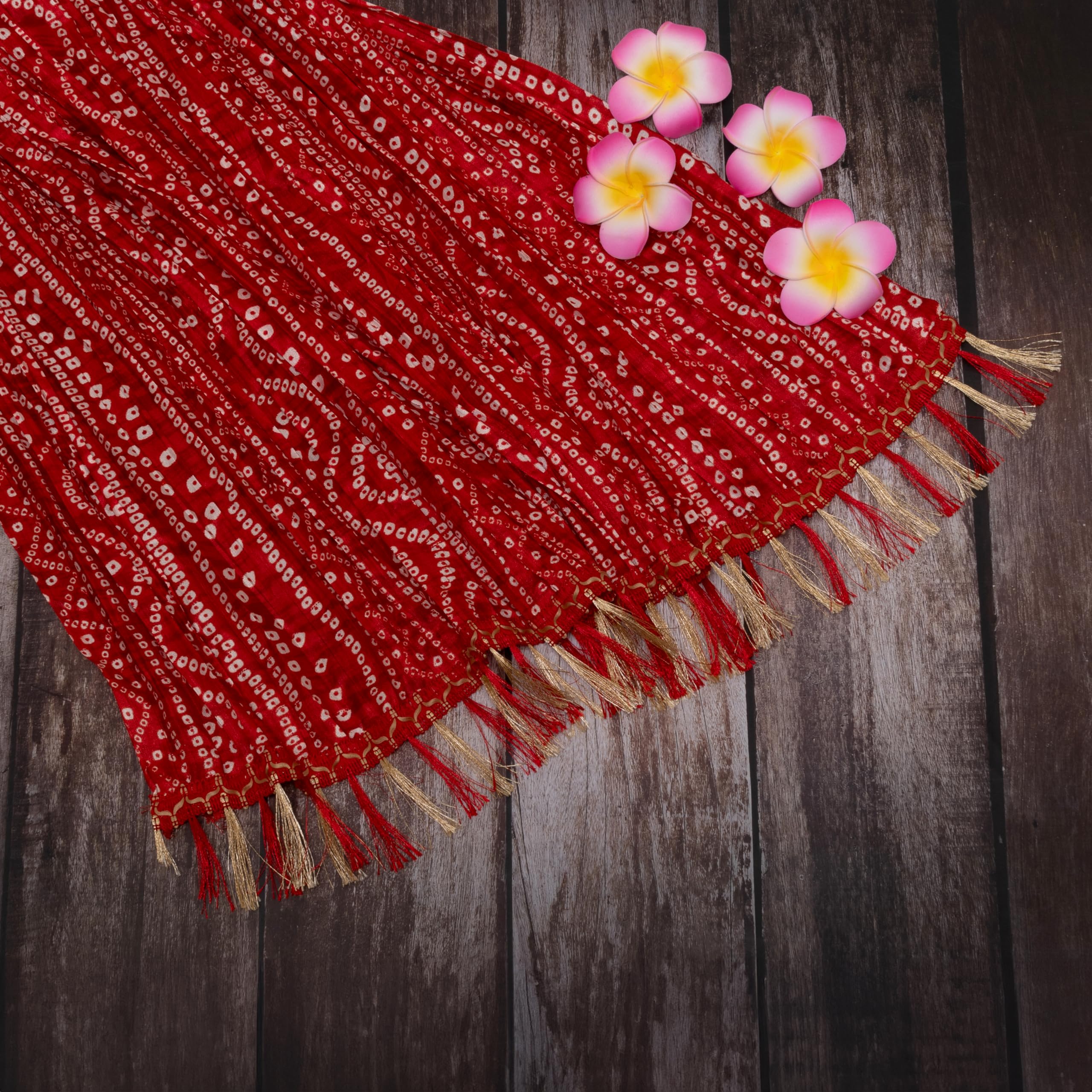 AKSHADEEP Women's Bandhani Print Dupatta - Red - Image 4