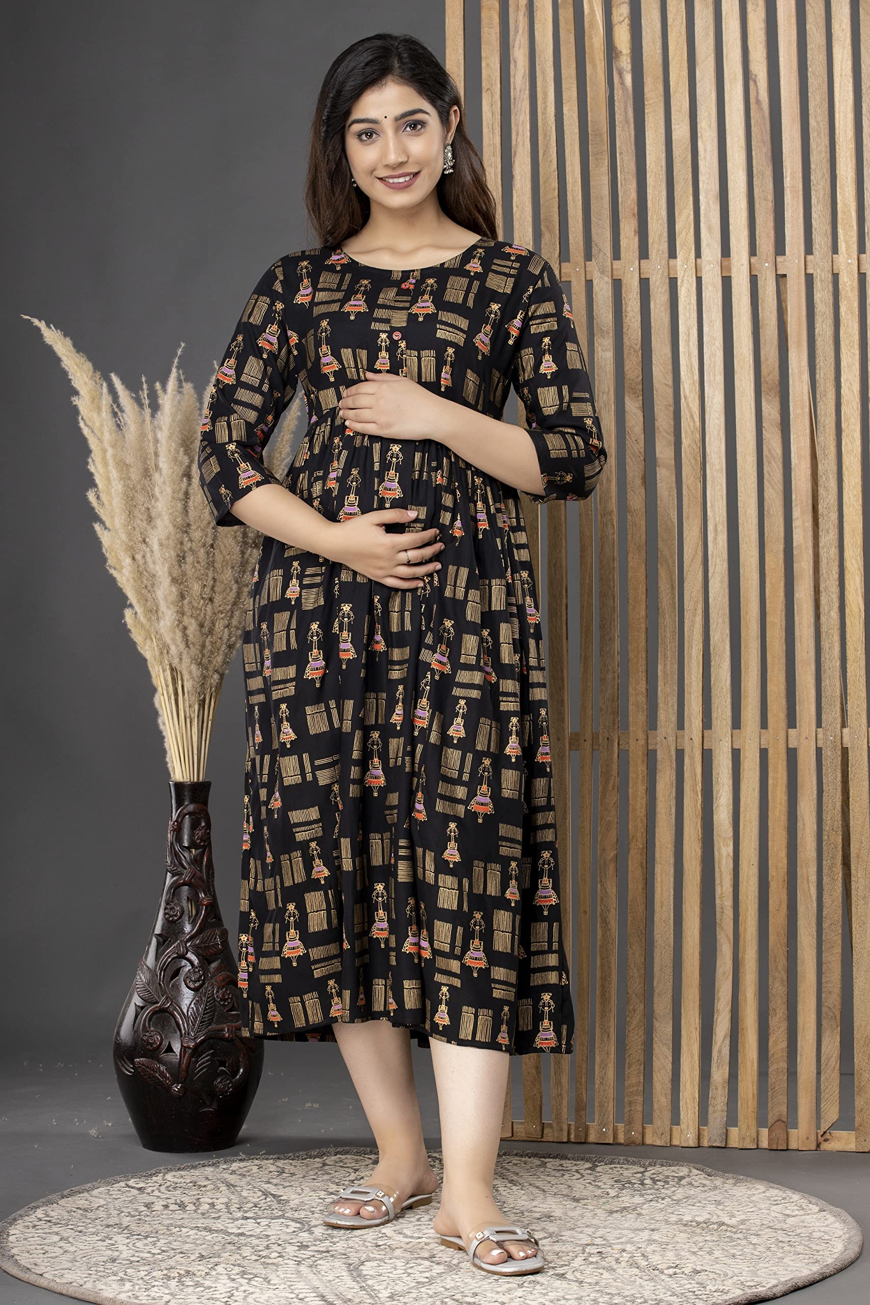 Shree Shyam Women Cotton Floral Maternity Dress - Image 2