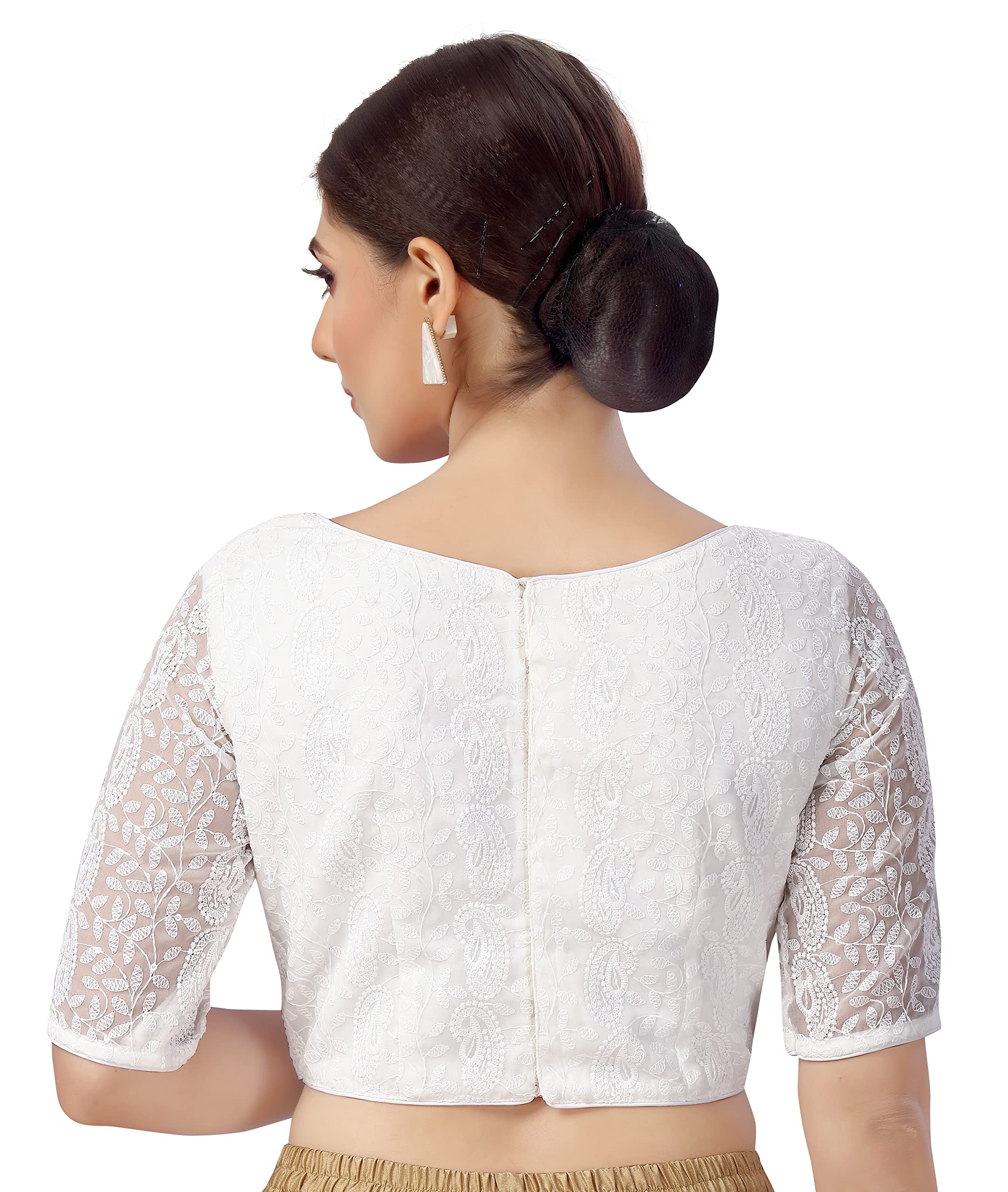 Studio Shringaar White Georgette Chikankari Saree for Women - Image 4