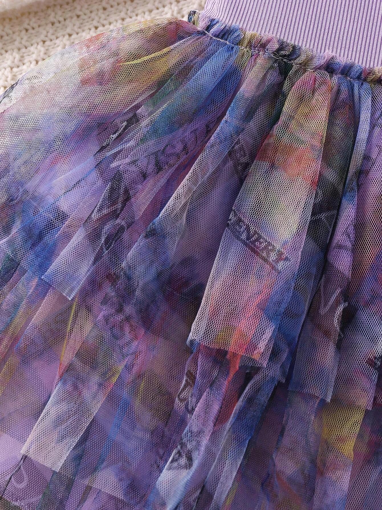 TAGAS Baby Girl Net A-Line Dress - Lavender - Image 5