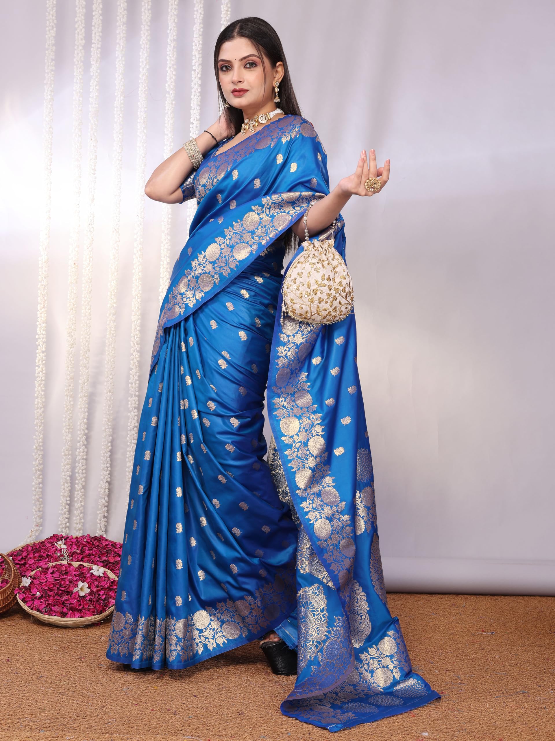 Firozy Kanjivaram Banarasi Silk Saree for Women - Image 4