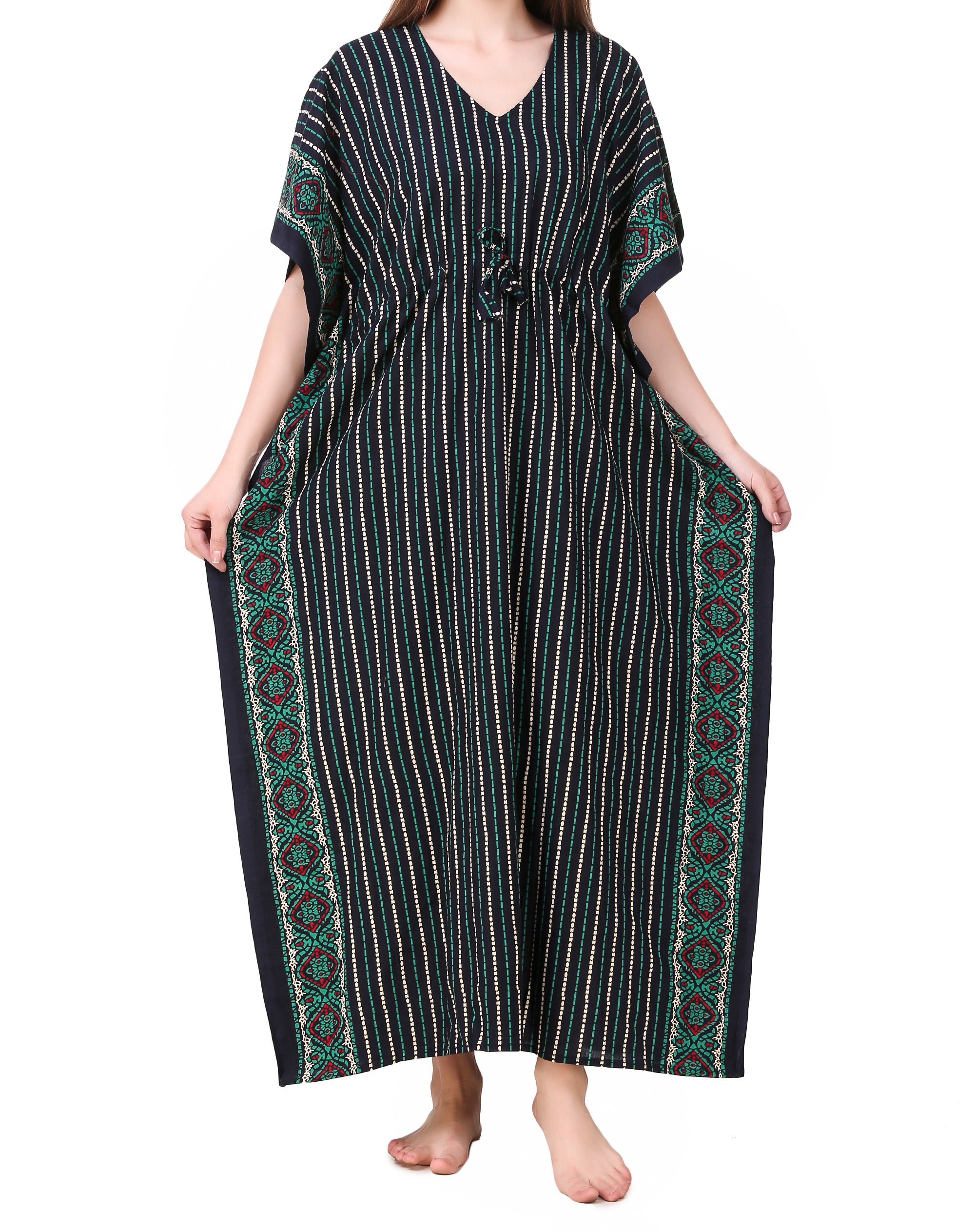 Masha Women's Cotton Printed Maxi Nightdress - Green