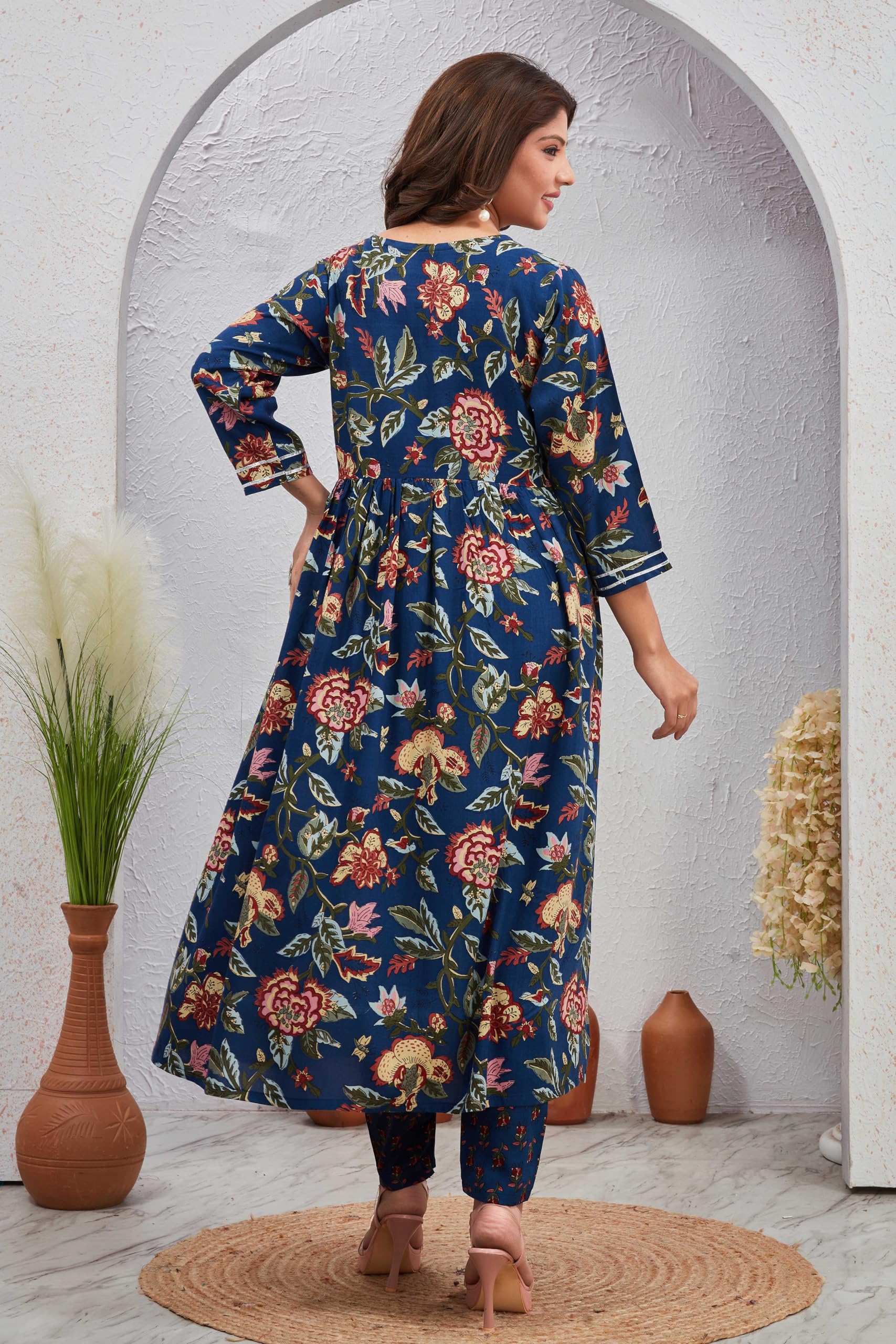 SKY Fashion Anarkali Kurta Set for Women - Brown - Image 3