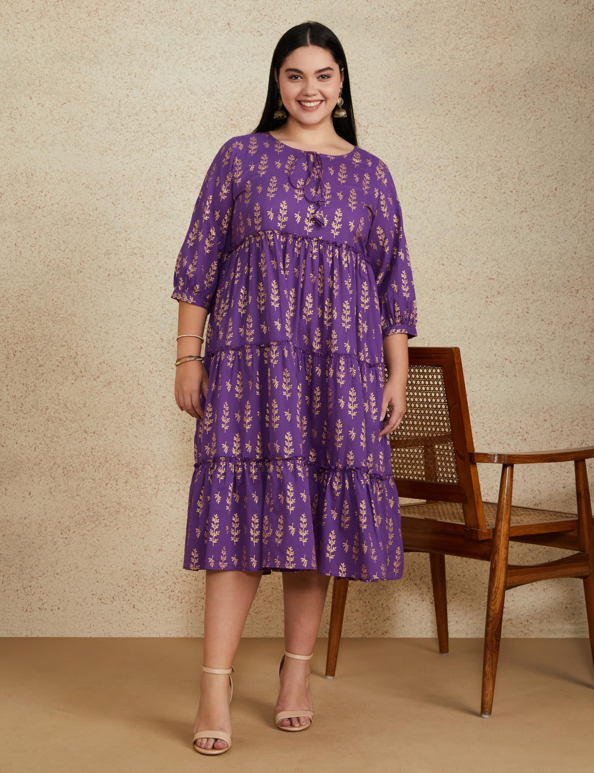 Myx Women's Cotton A-Line Dress - Purple - Image 5