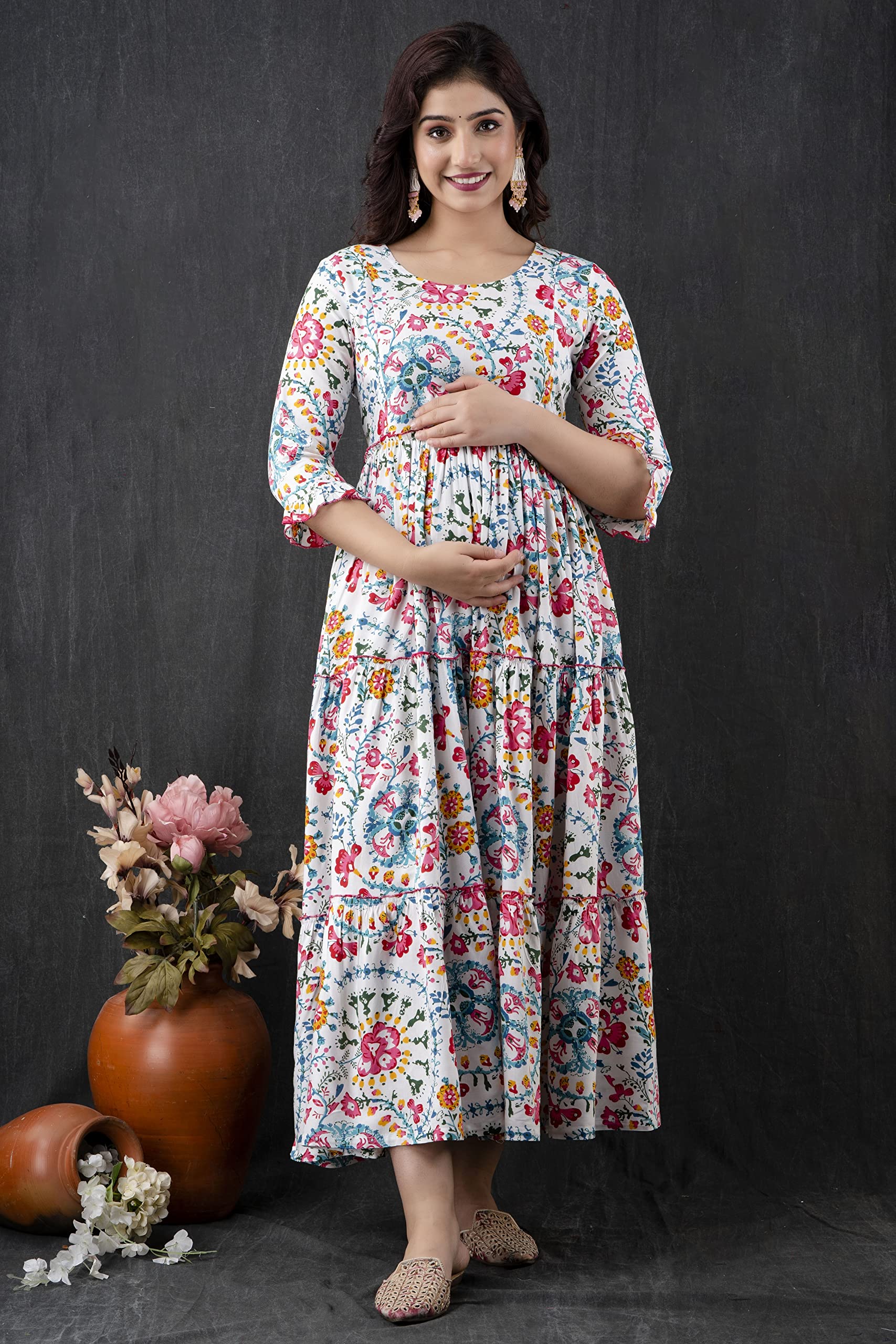 HENAL Anarkali Maternity Kurti - Multicolor - Image 3