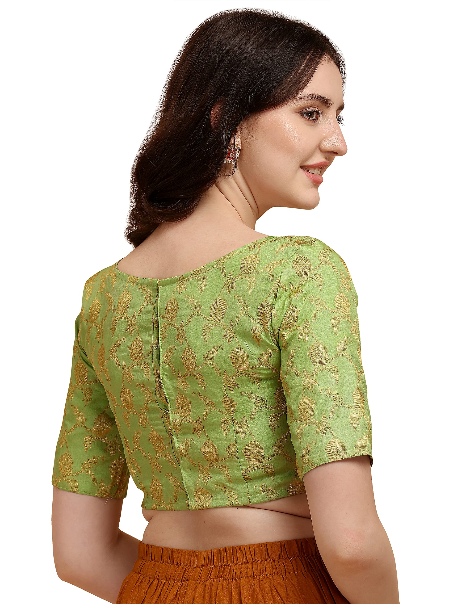 OOMPH Jacquard Green Blouse for Women - Image 3
