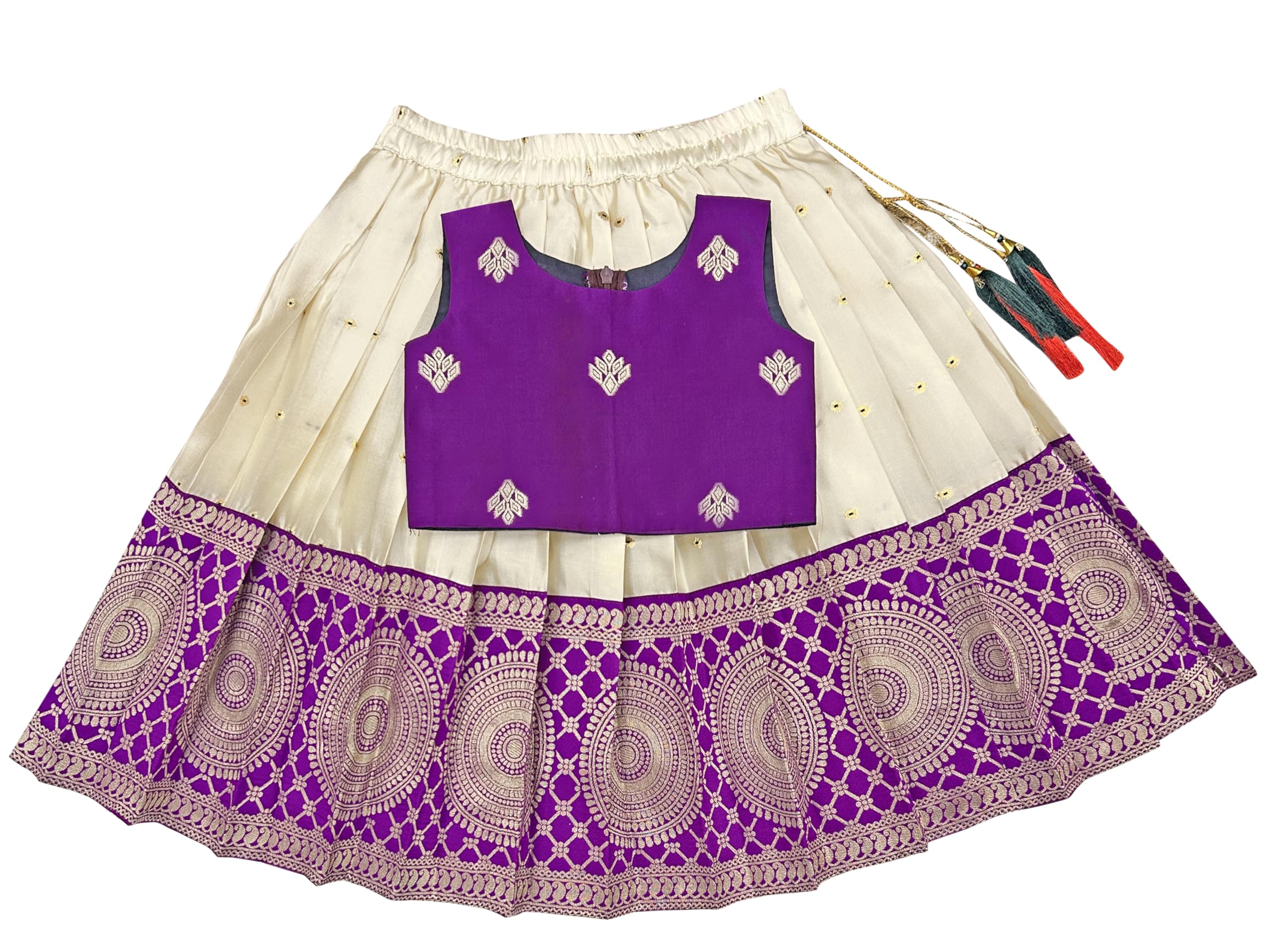 FELIZ Baby Girls Pattu Pavadai Lehenga Choli