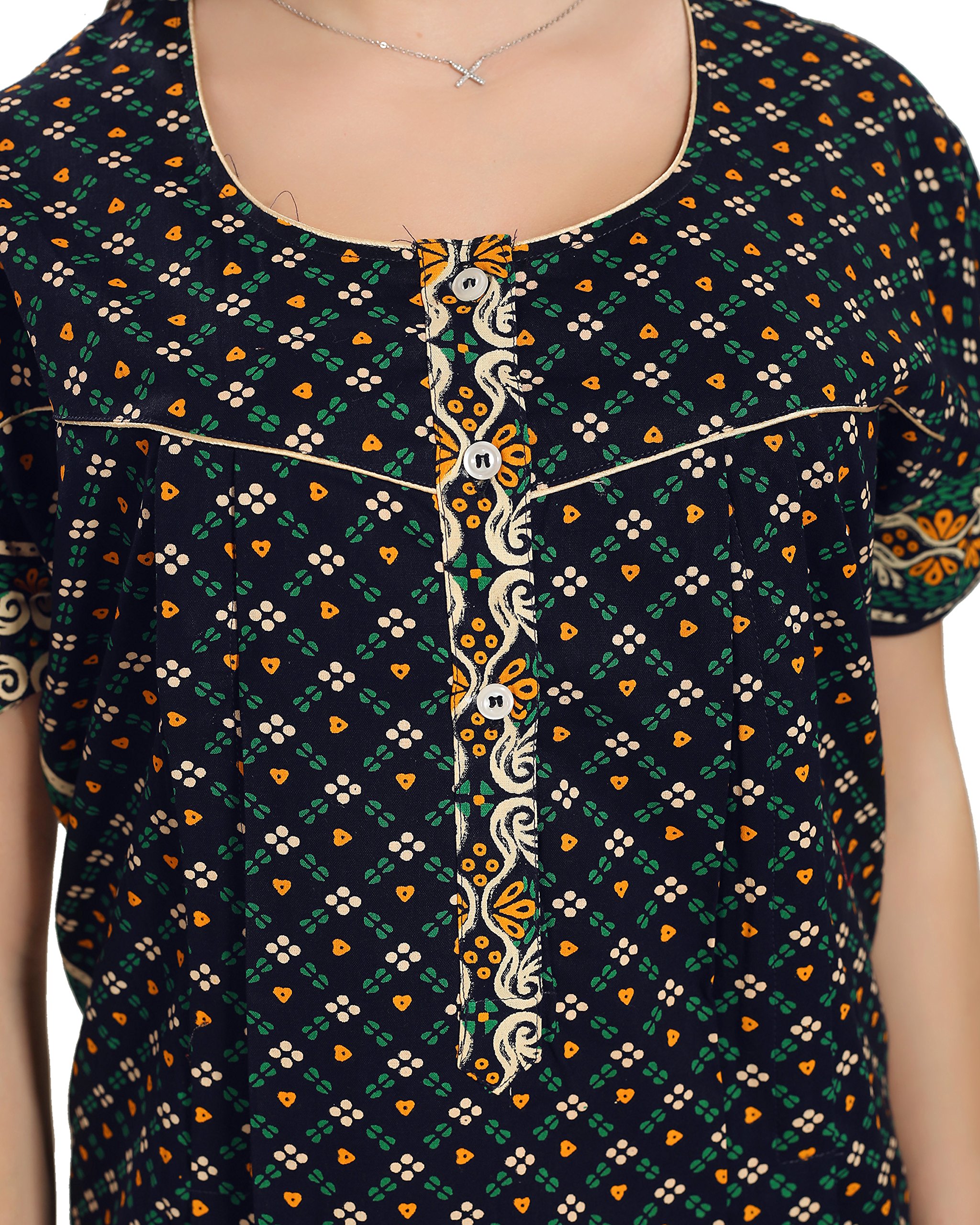 GarbGlide Women Cotton Printed Maxi Nighty - Blue - Image 2