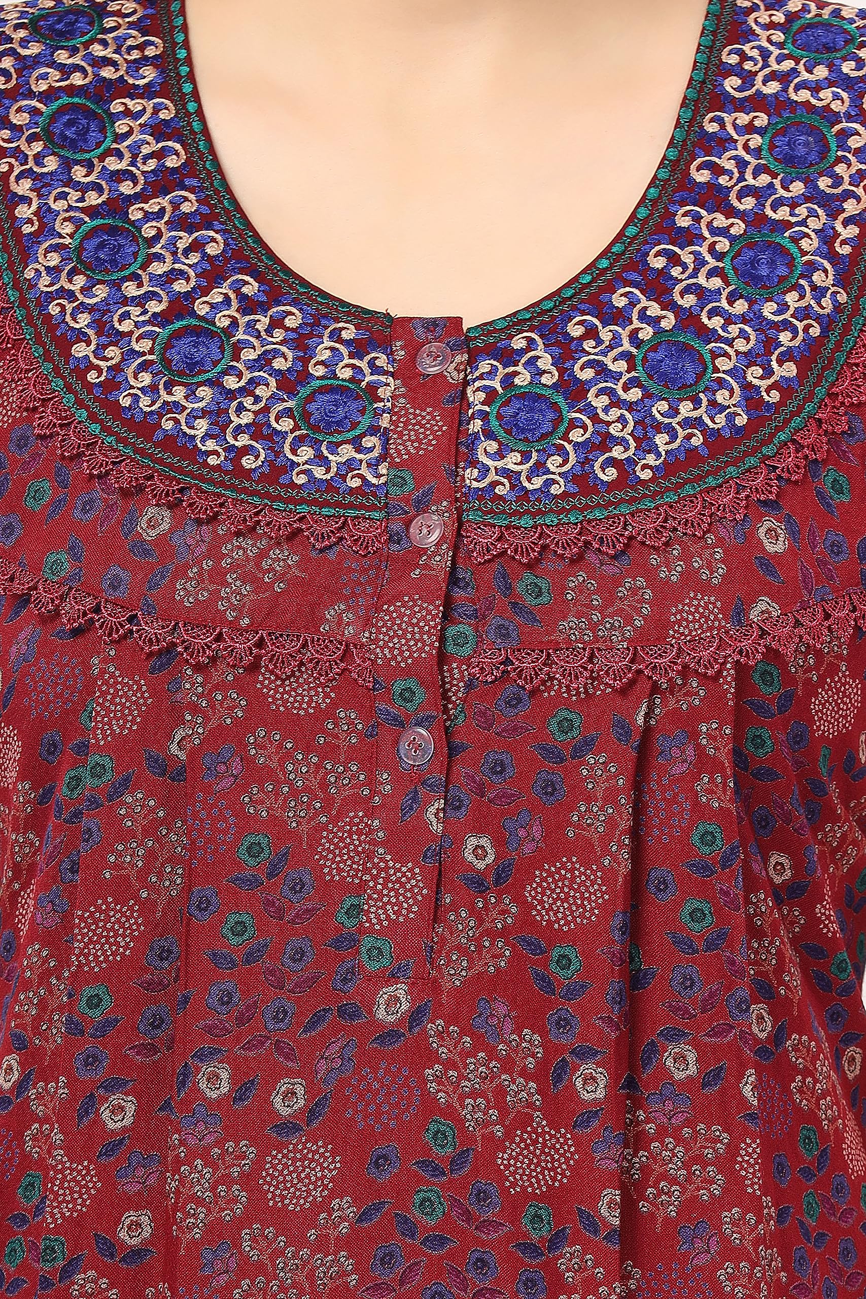 Soulemo Womens Maxi Nighty - Maroon - Image 3