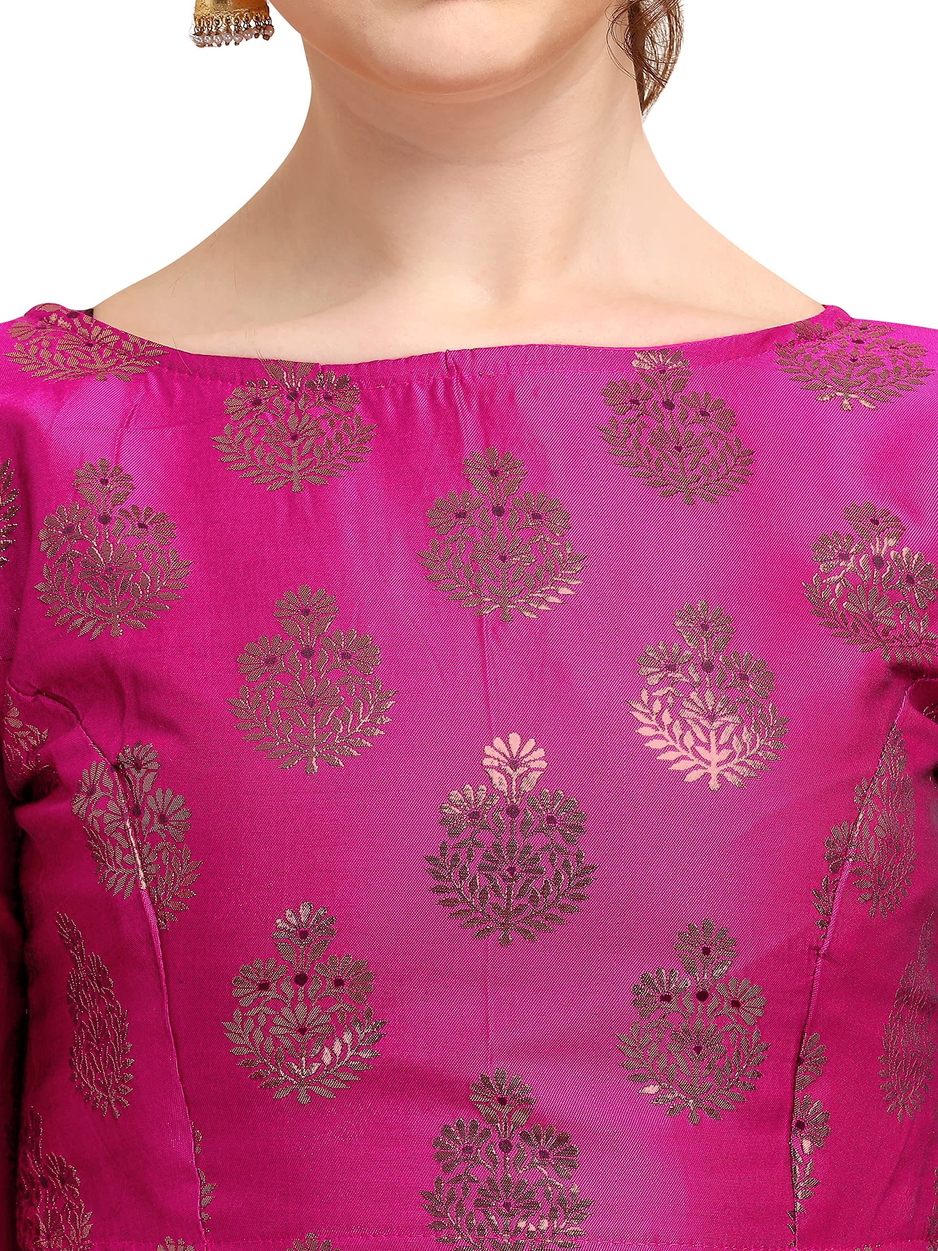 OOMPH! Floral Boat Neck Blouse - Zari Work - Image 4