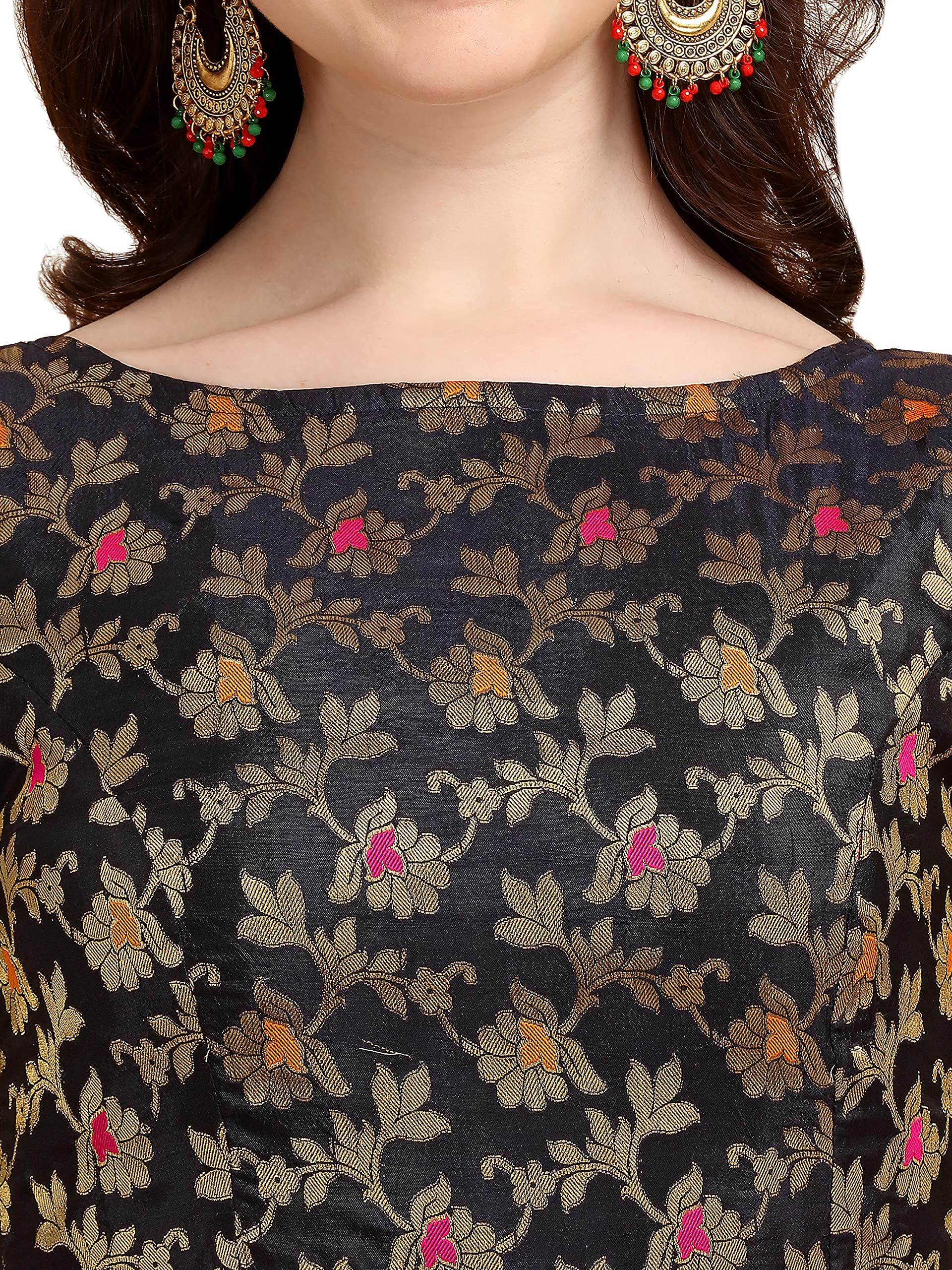 OOMPH Jacquard Blue Blouse for Women - Image 4