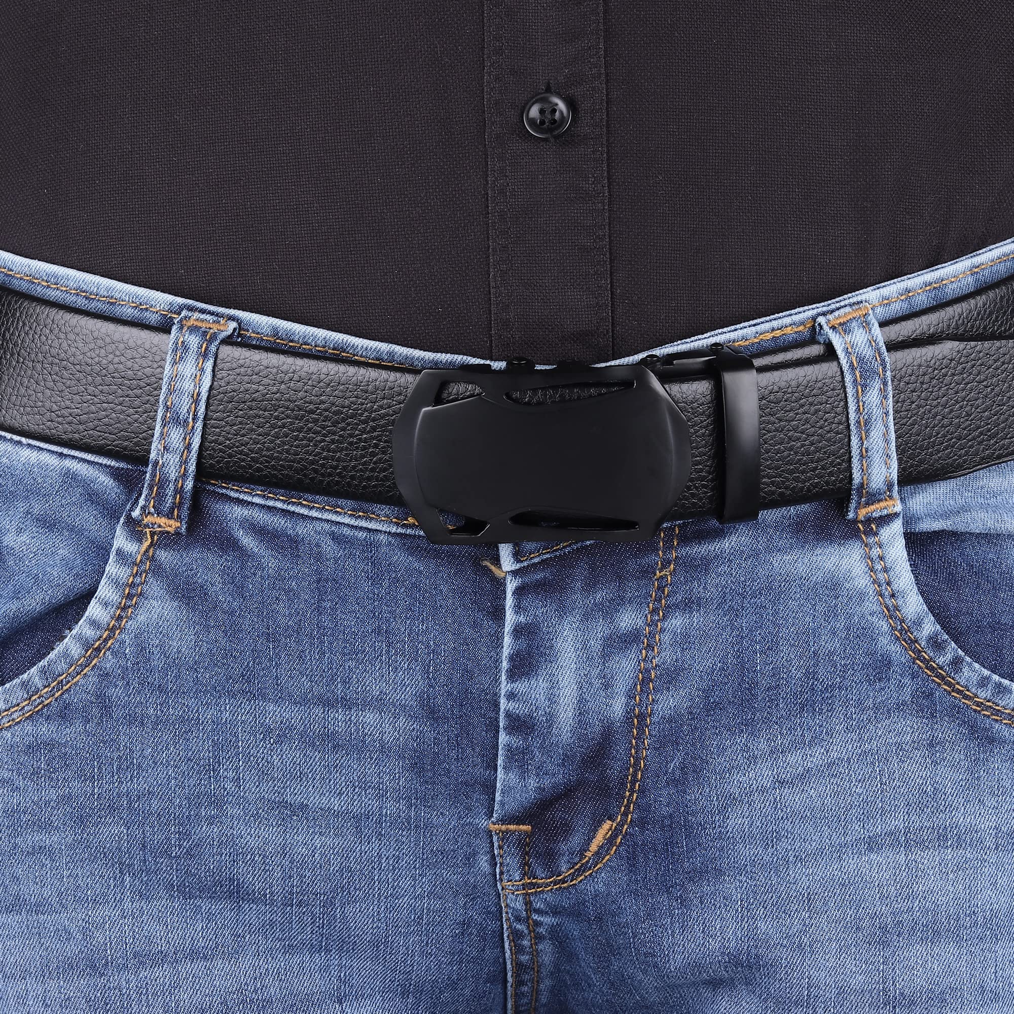 ZORO Men Vegan Leather Belt - Black - Image 4