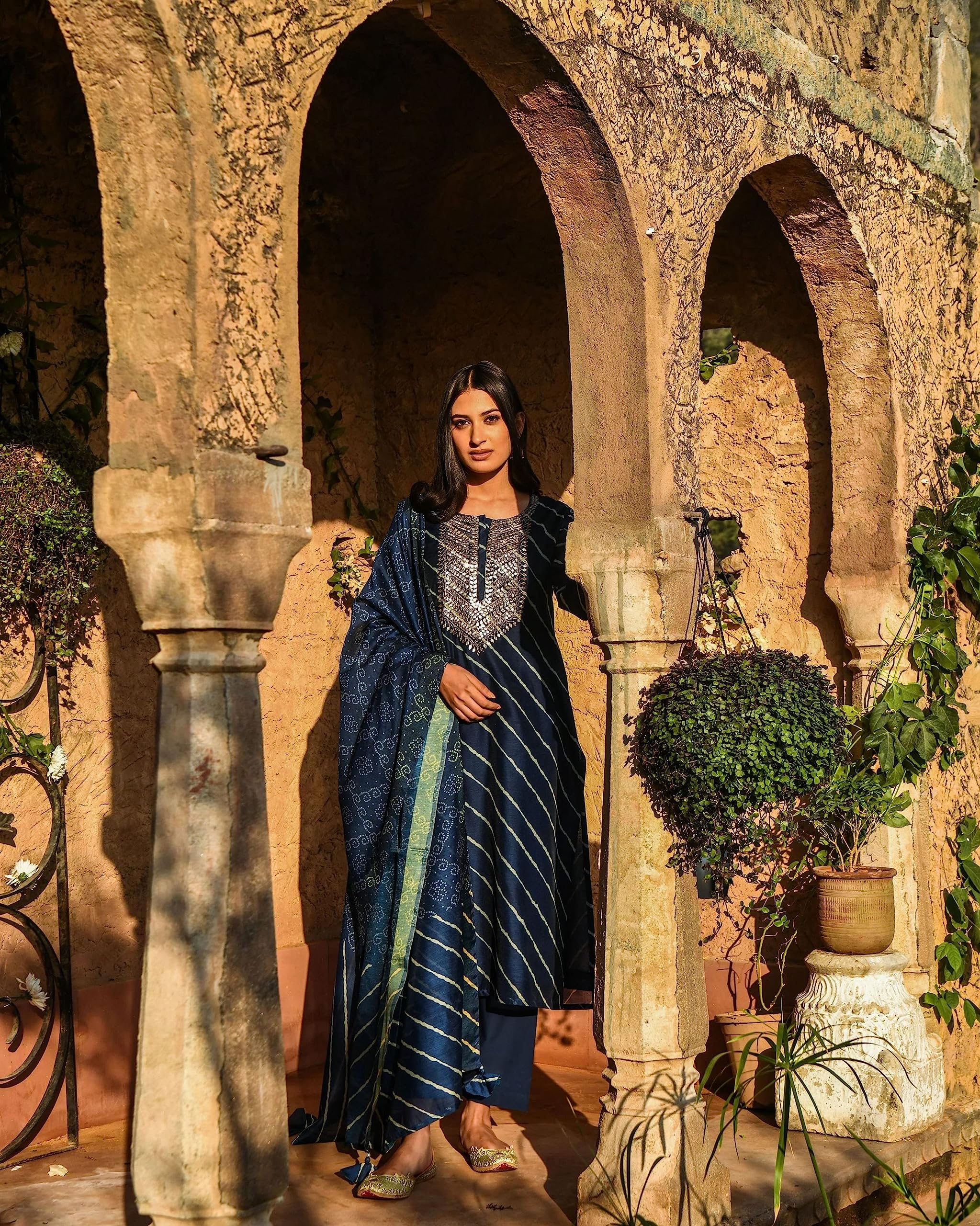 GoSriKi Navy Blue Cotton Kurta Set for Women - Image 5