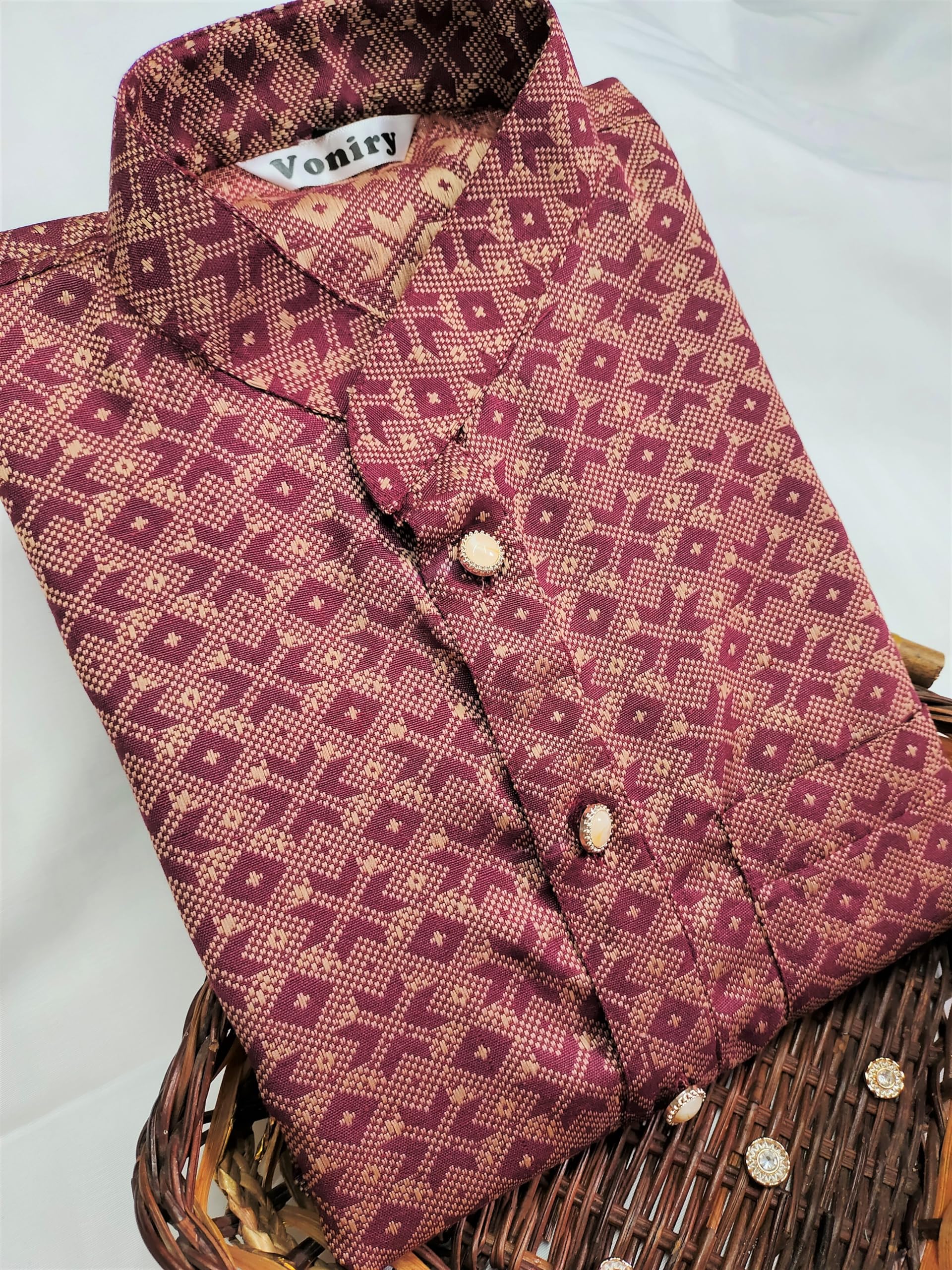 Adarniya Men's Maroon Kurta Pajama Set - Image 3