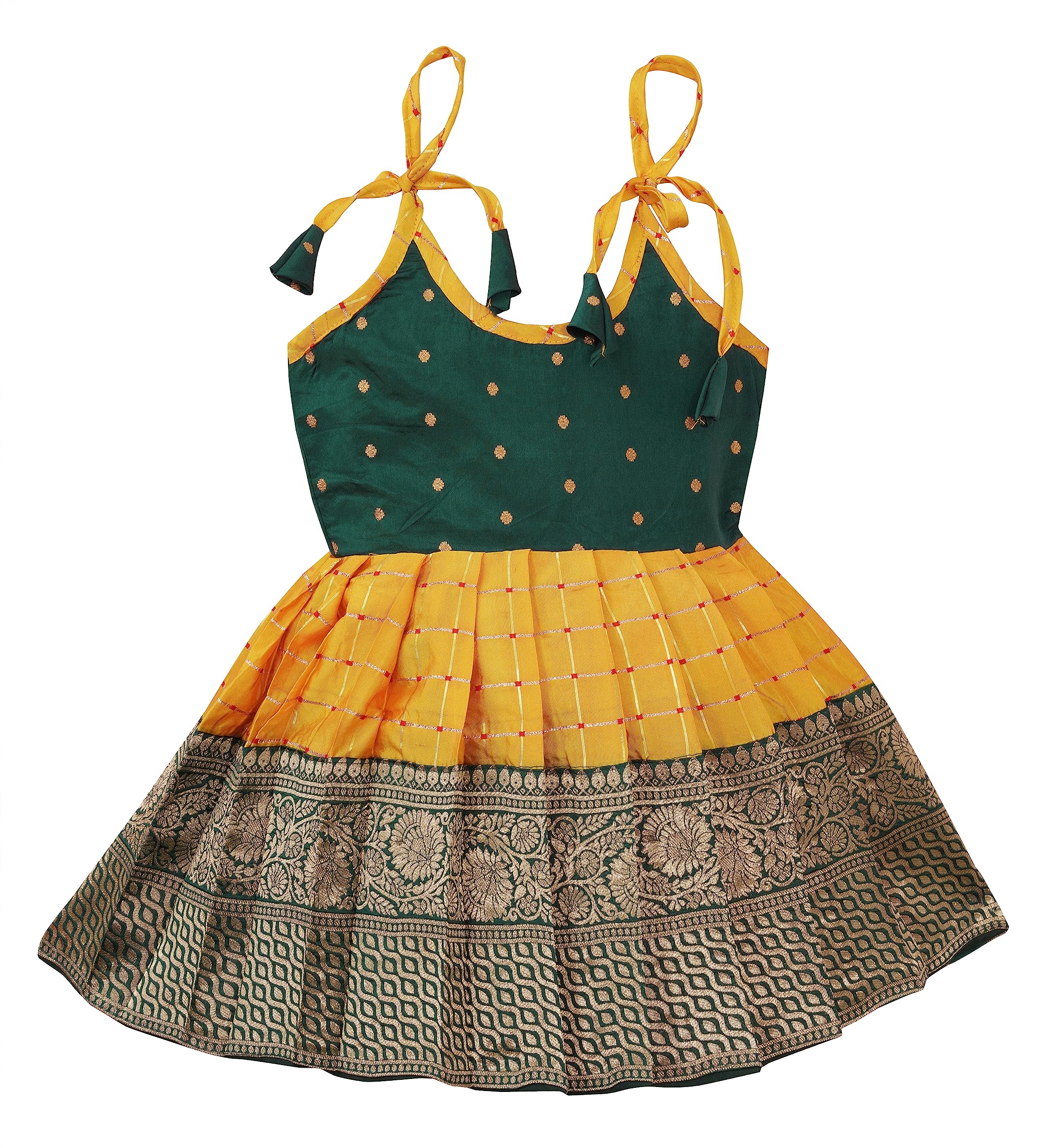 PW PLATYPUS WORLD Baby Girl Pattu Pavadai Silk Frock - Multicolor