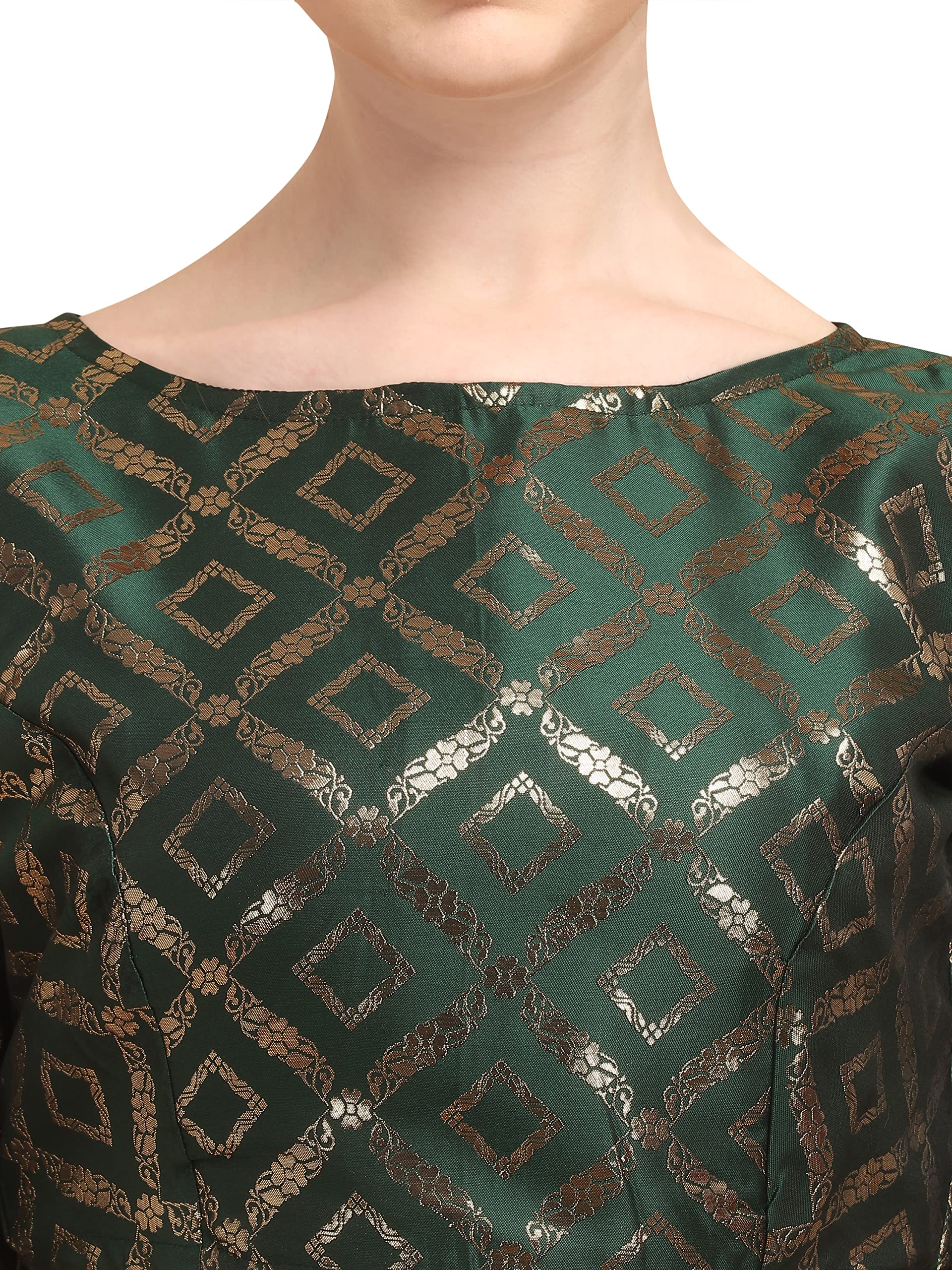 OOMPH Jacquard Green Blouse for Women - Image 4