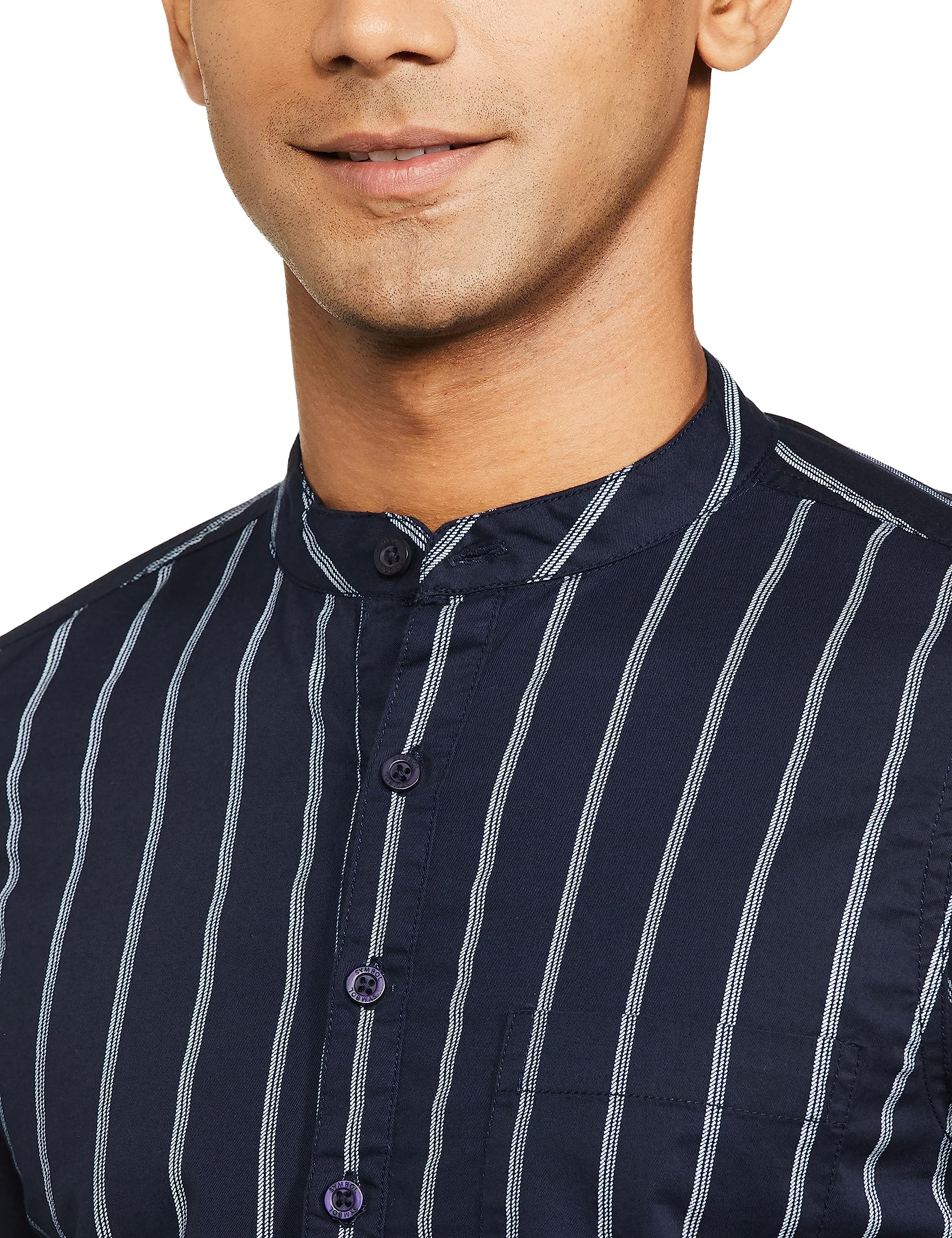 Amazon Men's Cotton Striped Casual Shirt - Navy - Image 3