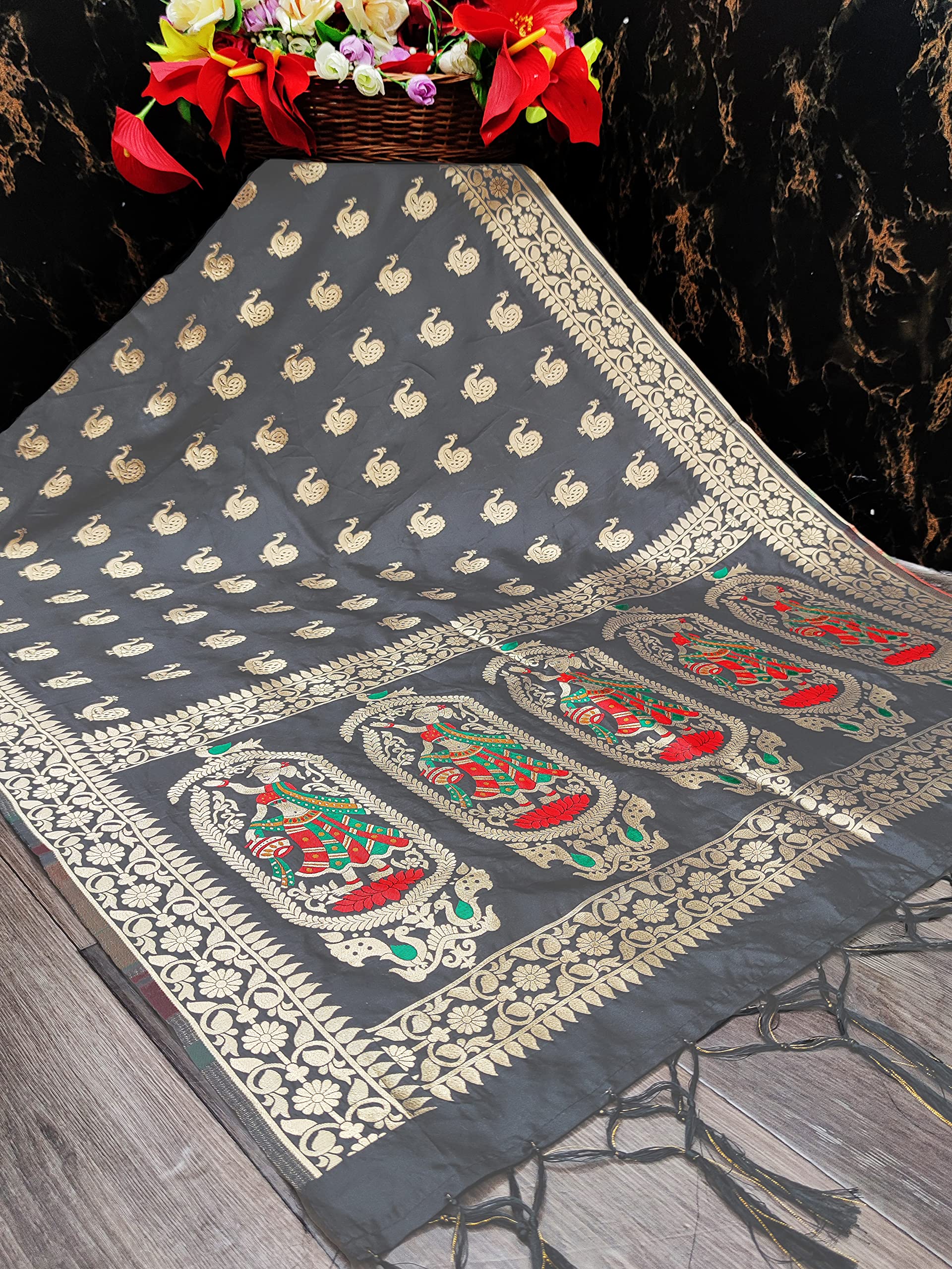 DEVANGI Women Banarasi Silk Zari Dupatta - Image 2