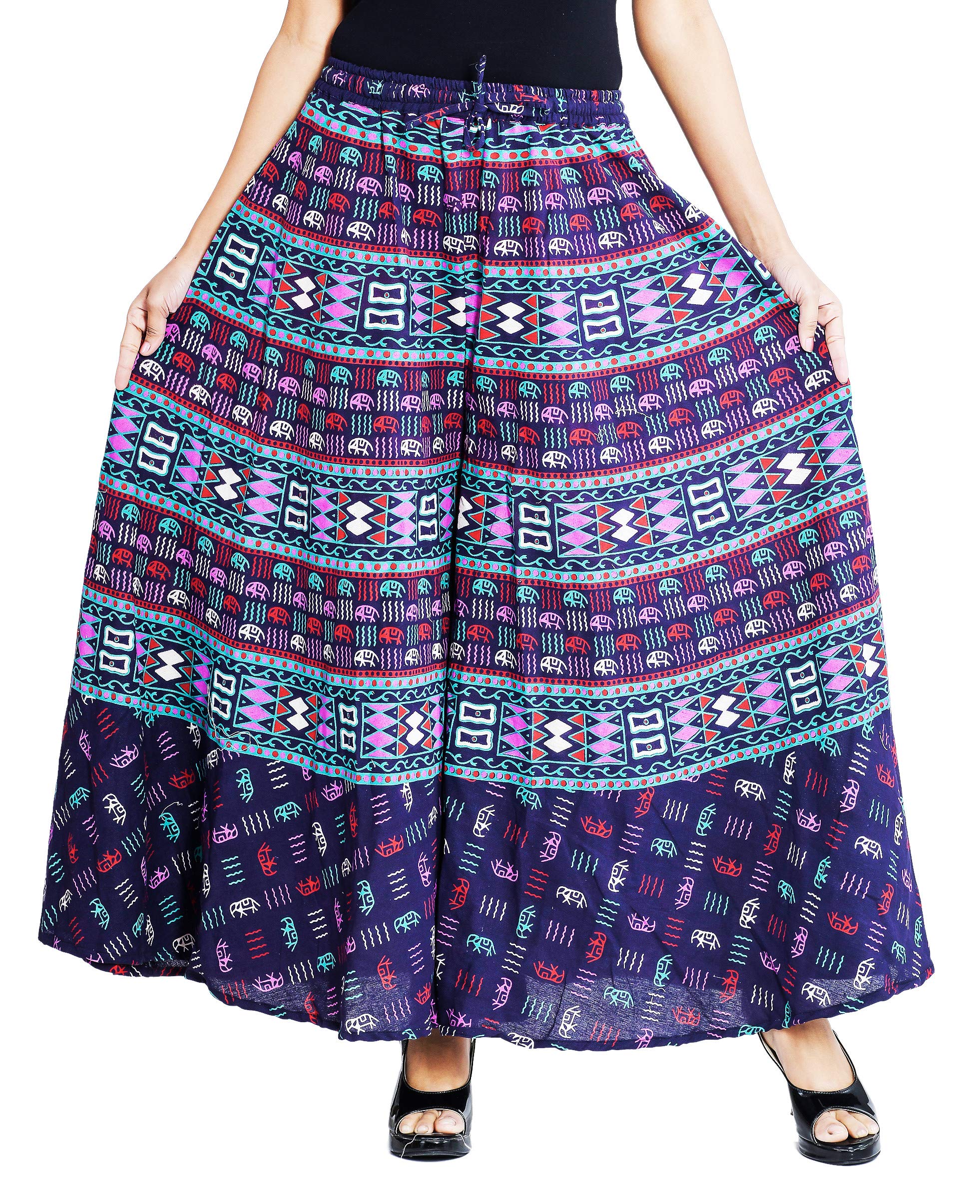 SAMJHI Cotton Palazzo Pant for Women - Purple Blue