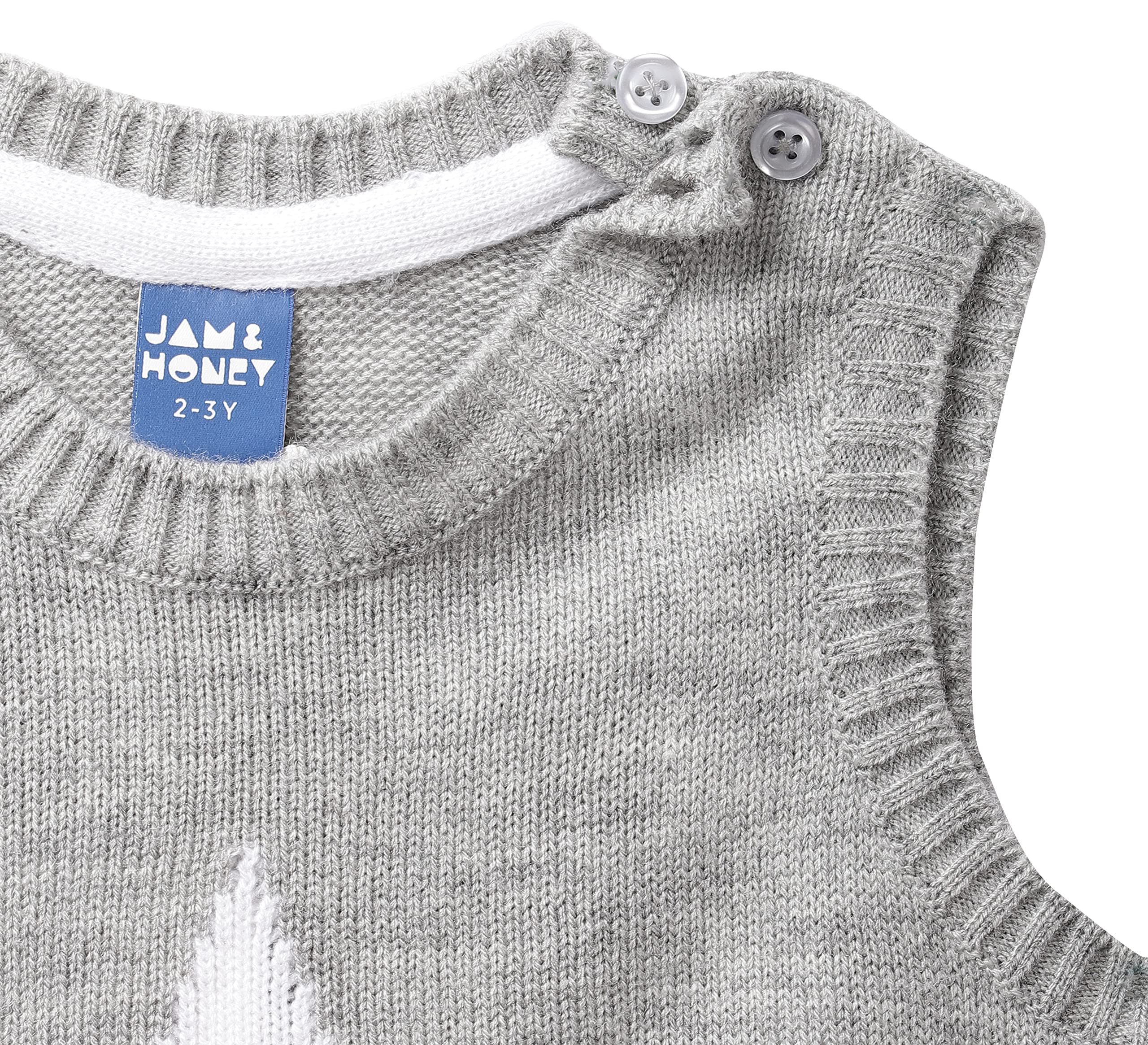 Jam & Honey Boy Acrylic Sweater - Grey Melange - Image 3